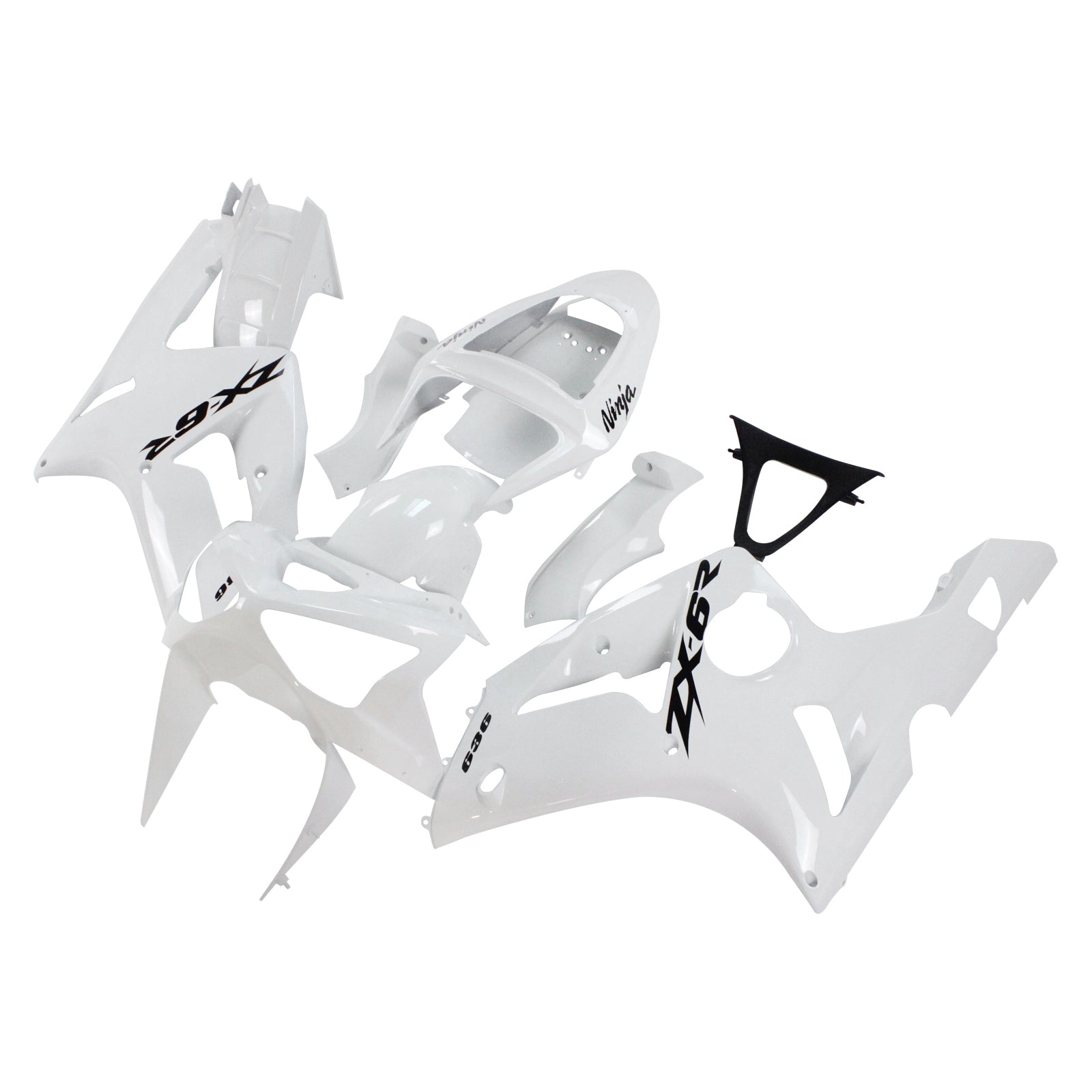 Amotopart 2003-2004 Kawasaki Zx6R 636 White Fairing Kit