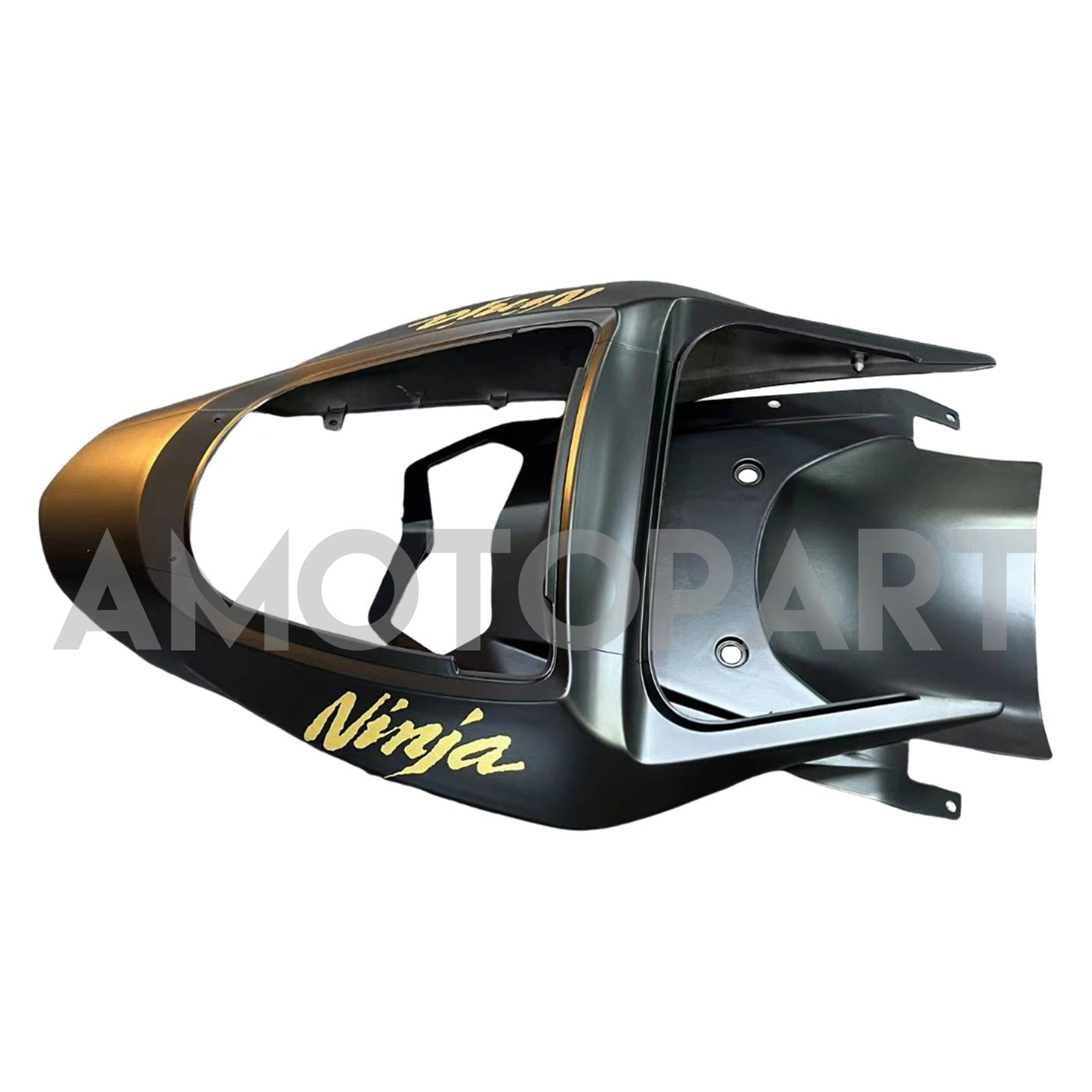 Amotopart 2003-2004 Kawasaki Zx6R 636 Black Fairing Kit With Gold Logo