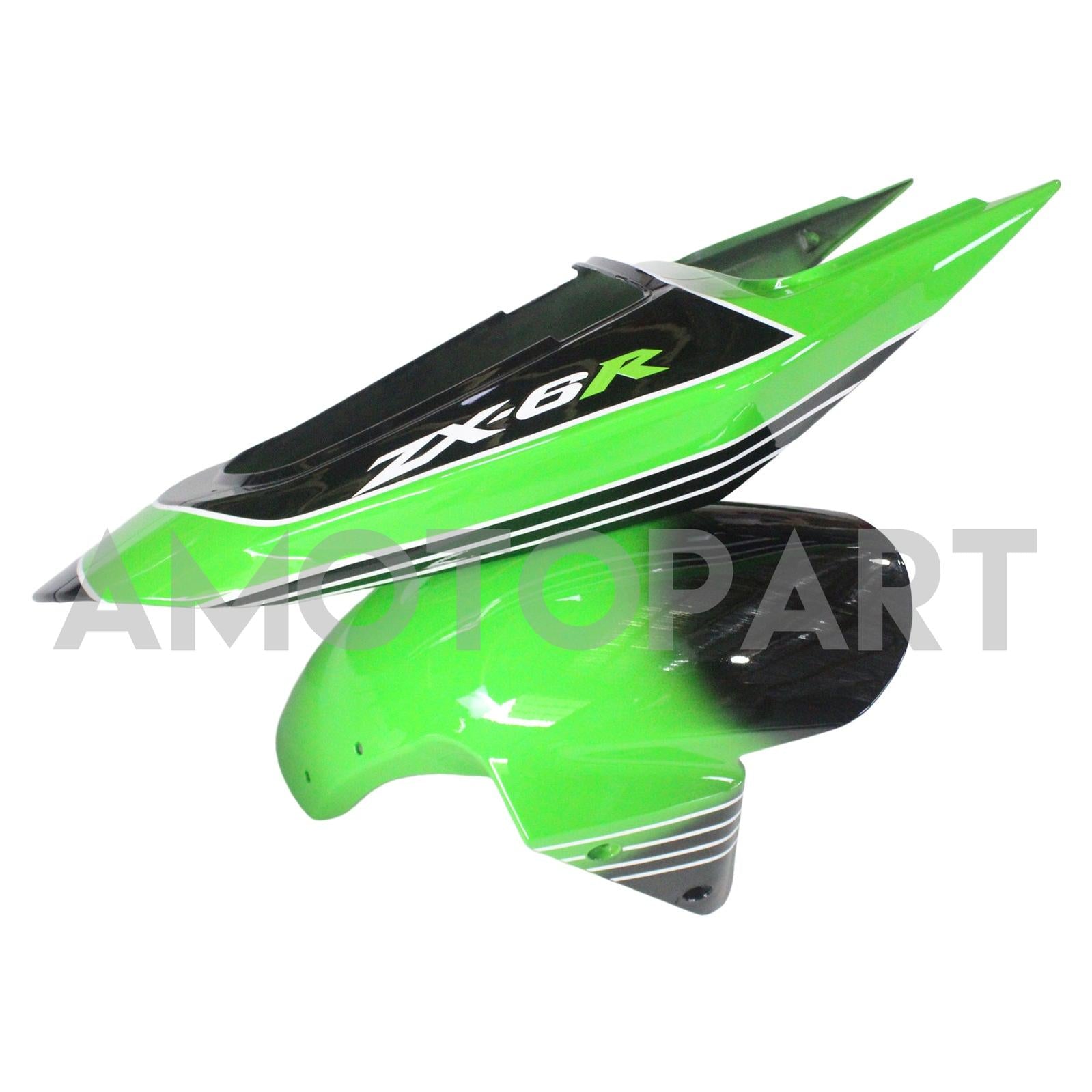 Amotopart 2003-2004 Kawasaki Zx6R 636 Black Green Fairing Kit