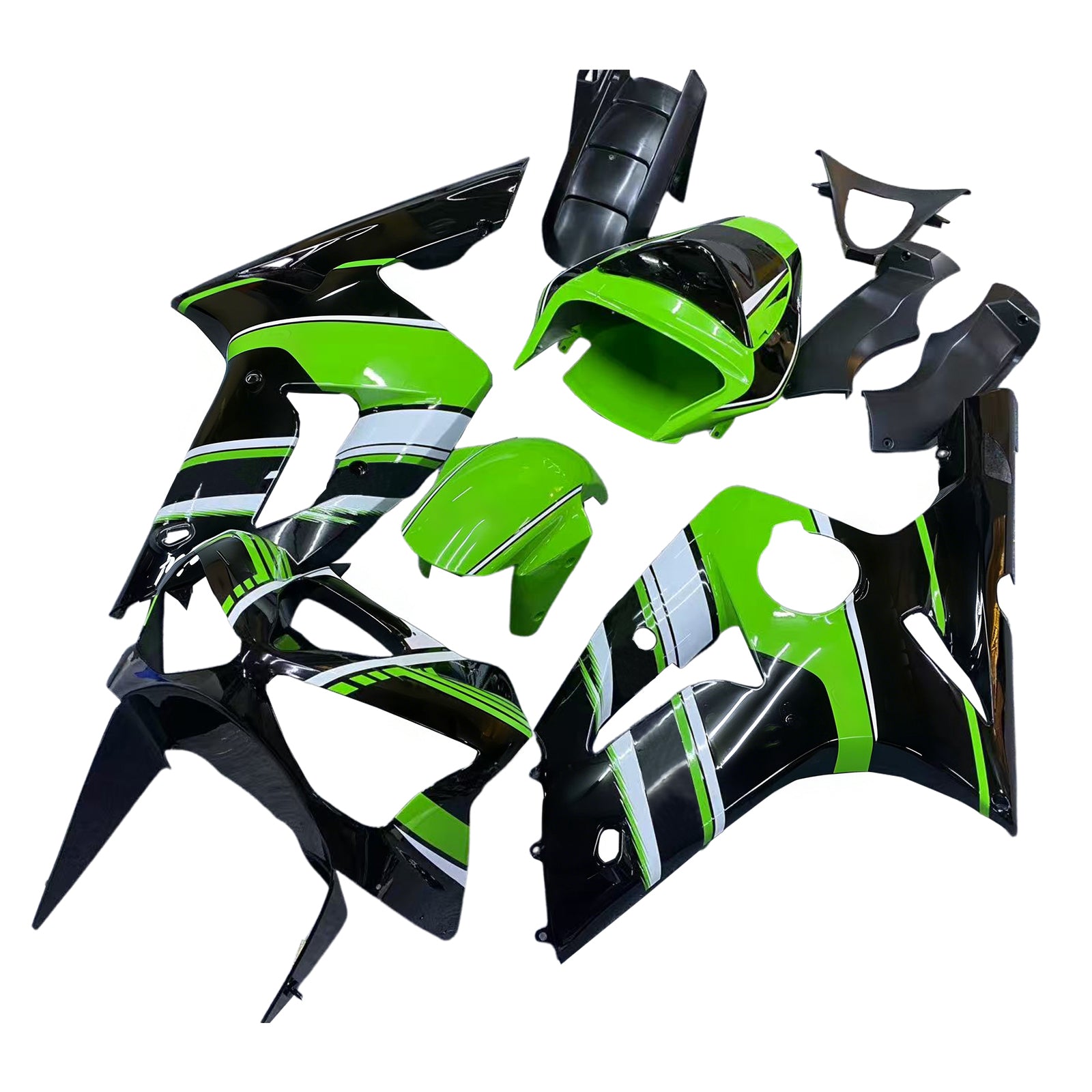 Amotopart 2003-2004 ZX6R 636 Kawasaki Green&Black Style2 Fairing Kit