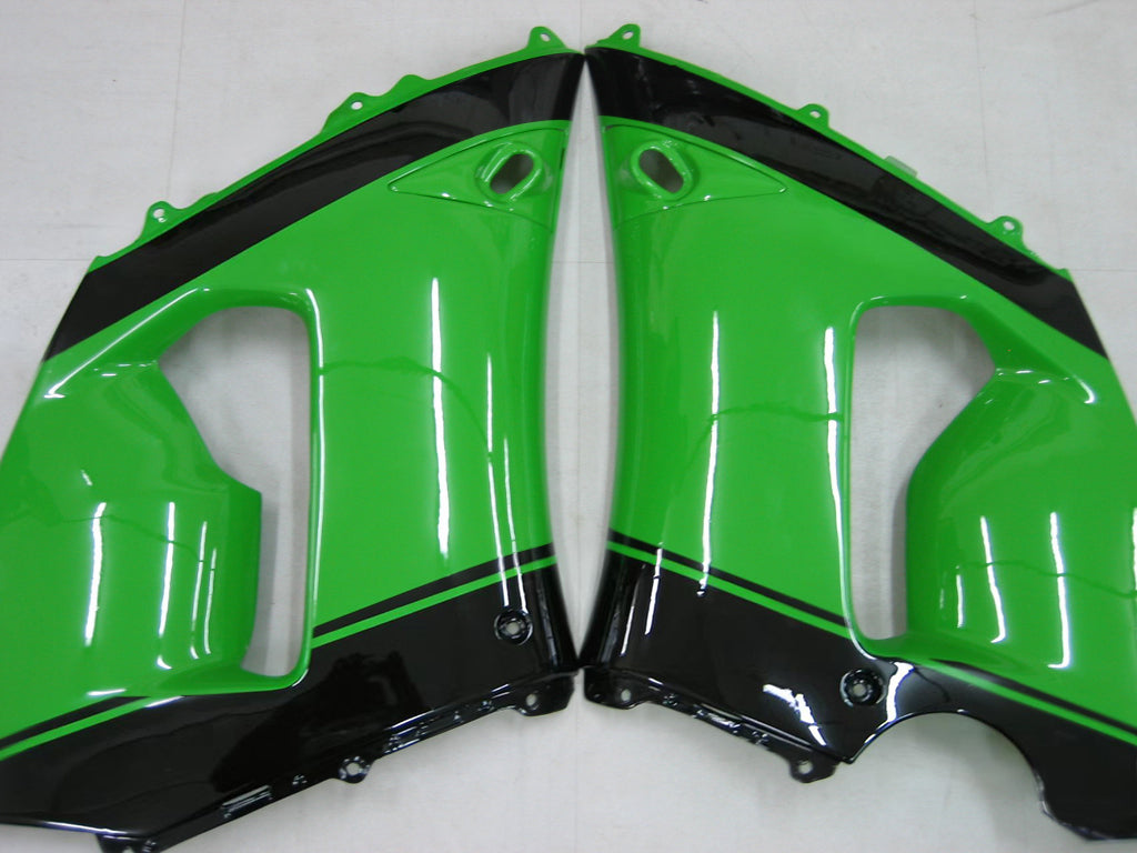 Amotopart 2005-2006 Kawasaki ZX6R 636 Black Green Fairing Kit