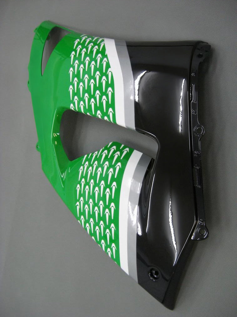 Amotopart 2005–2006 Kawasaki ZX6R 636 Schwarz & Grünes Verkleidungsset