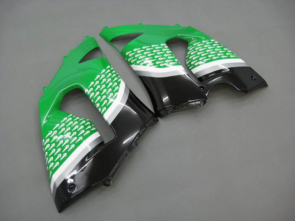 Amotopart 2005–2006 Kawasaki ZX6R 636 Schwarz & Grünes Verkleidungsset