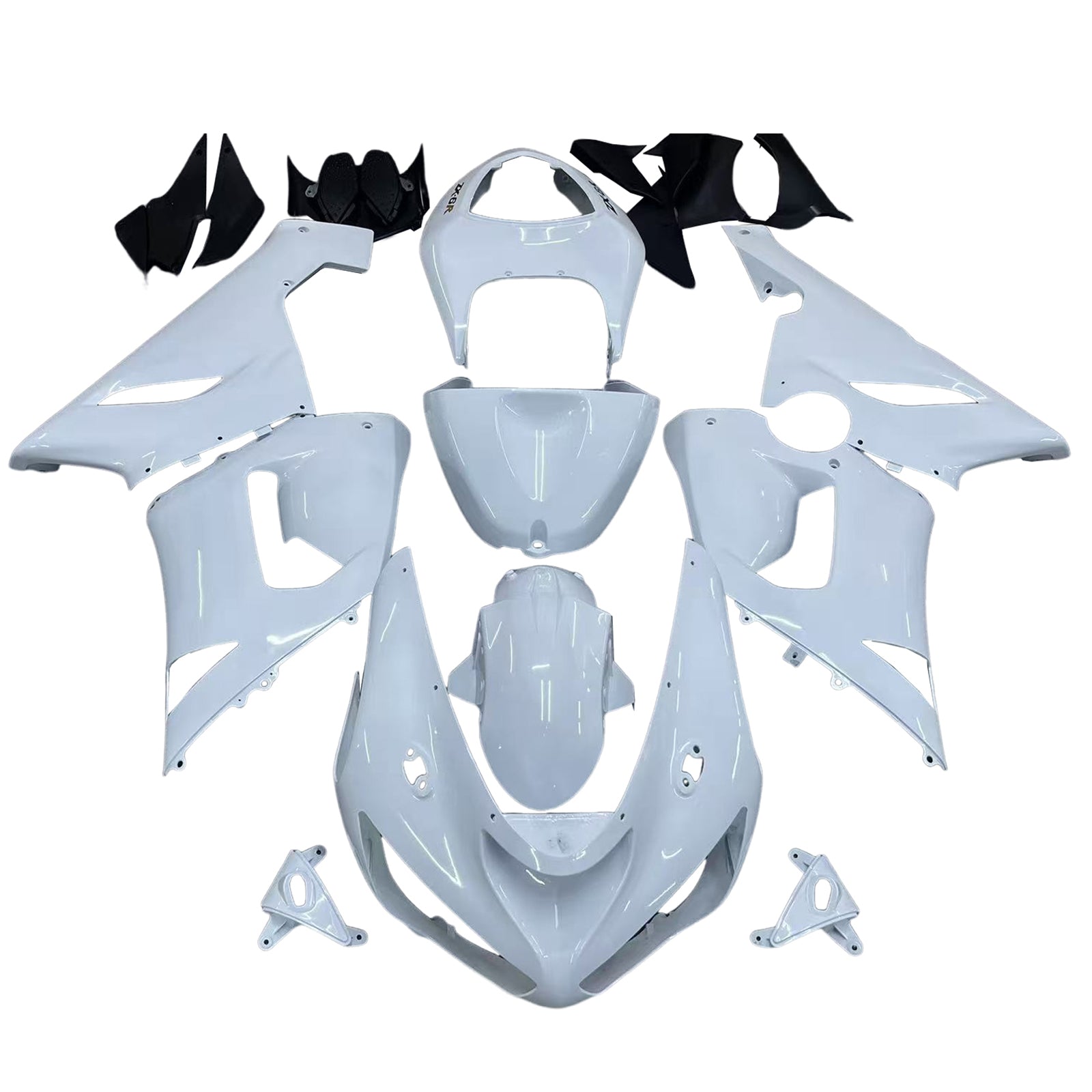 Amotopart 2005-2006 Kawasaki ZX6R 636 White Fairing Kit