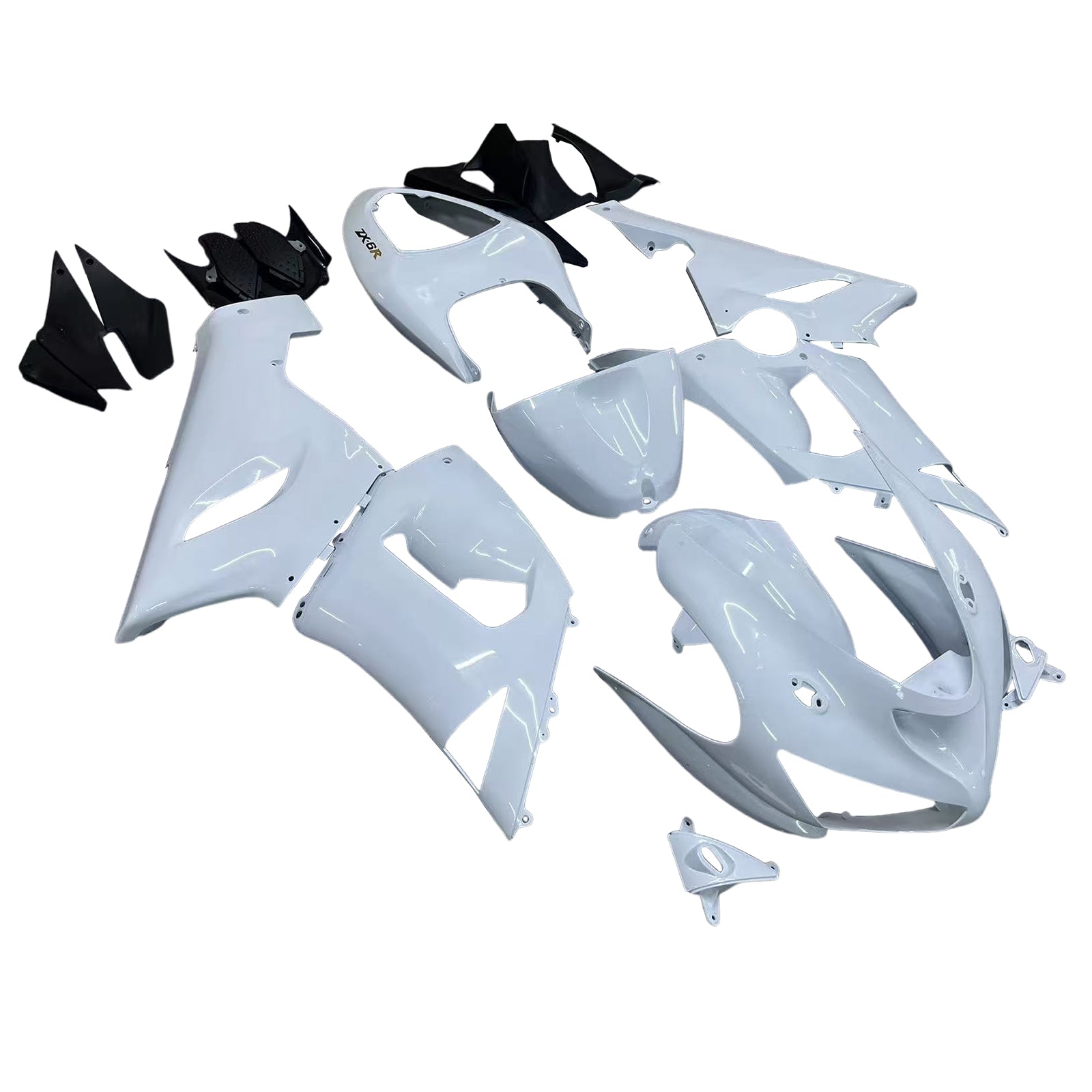 Amotopart 2005-2006 Kawasaki ZX6R 636 White Fairing Kit