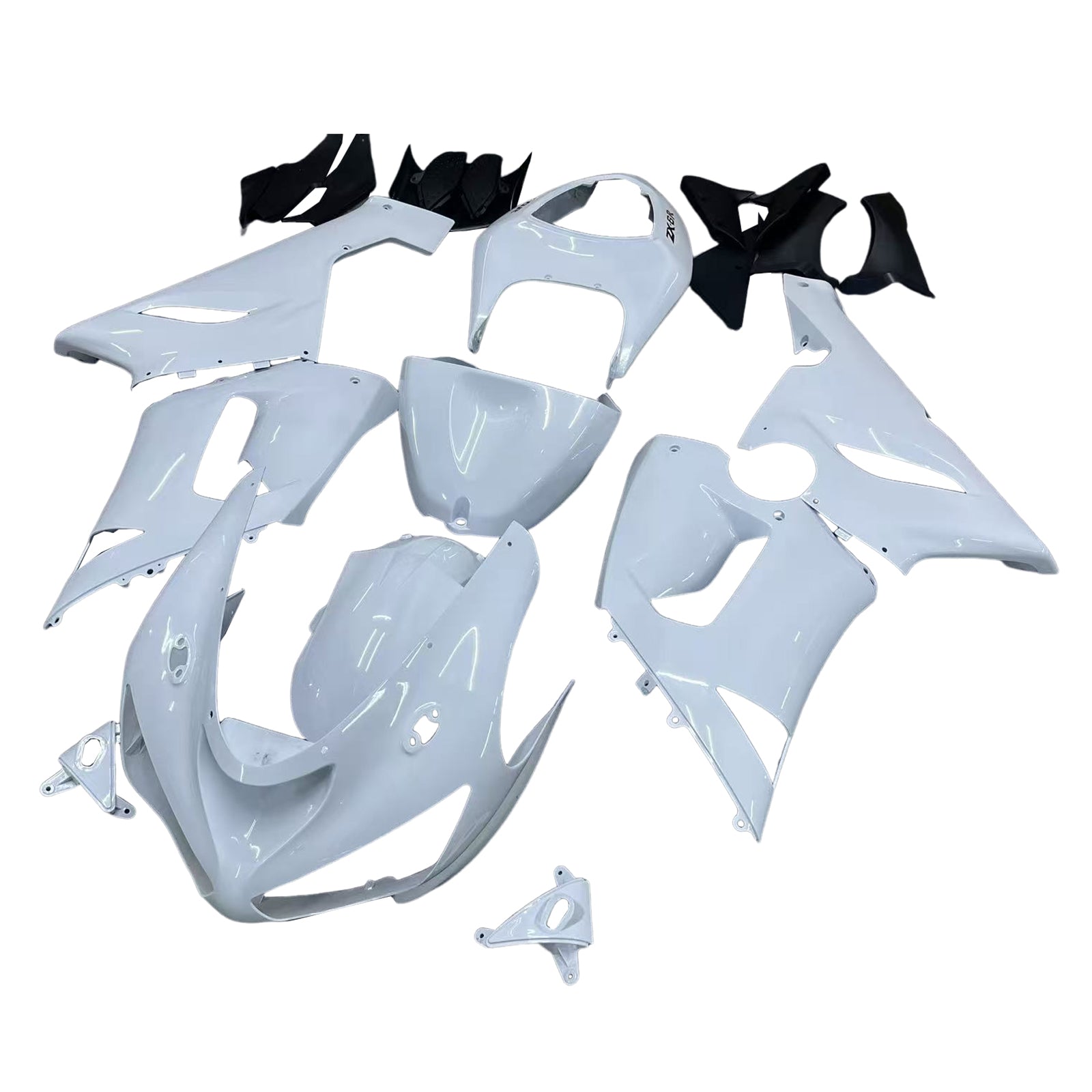 Amotopart 2005-2006 Kawasaki ZX6R 636 White Fairing Kit