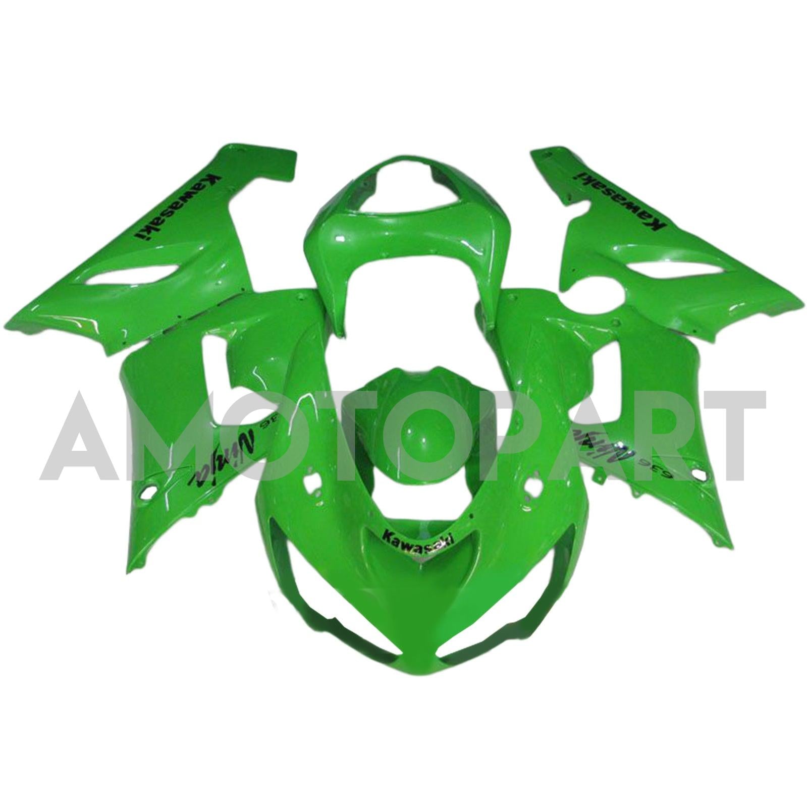 Amotopart 2005-2006 Kawasaki ZX6R 636 Fairing Green Kit