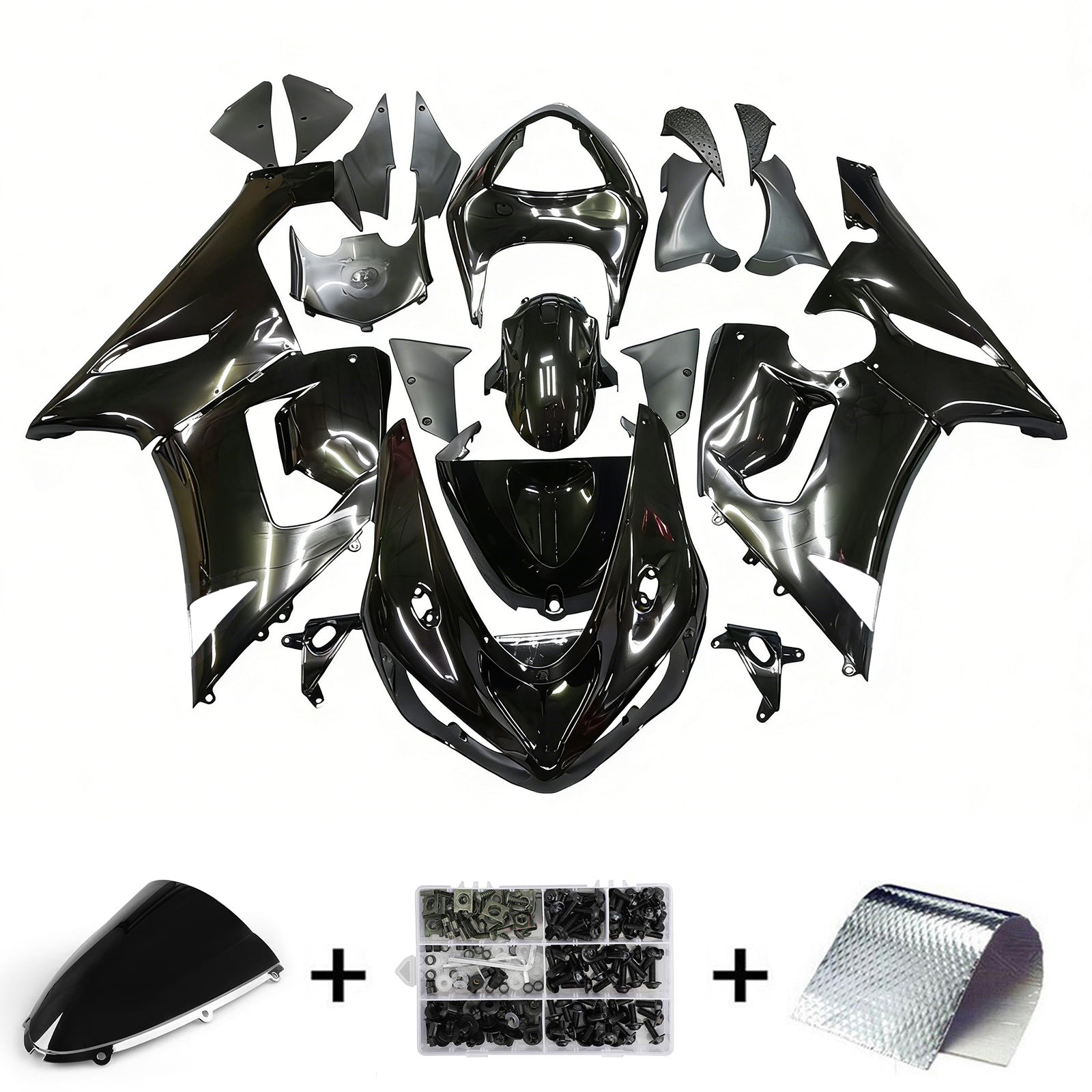 Amotopart 2005-2006 Kawasaki ZX6R 636 Black Monster Fairing Kit