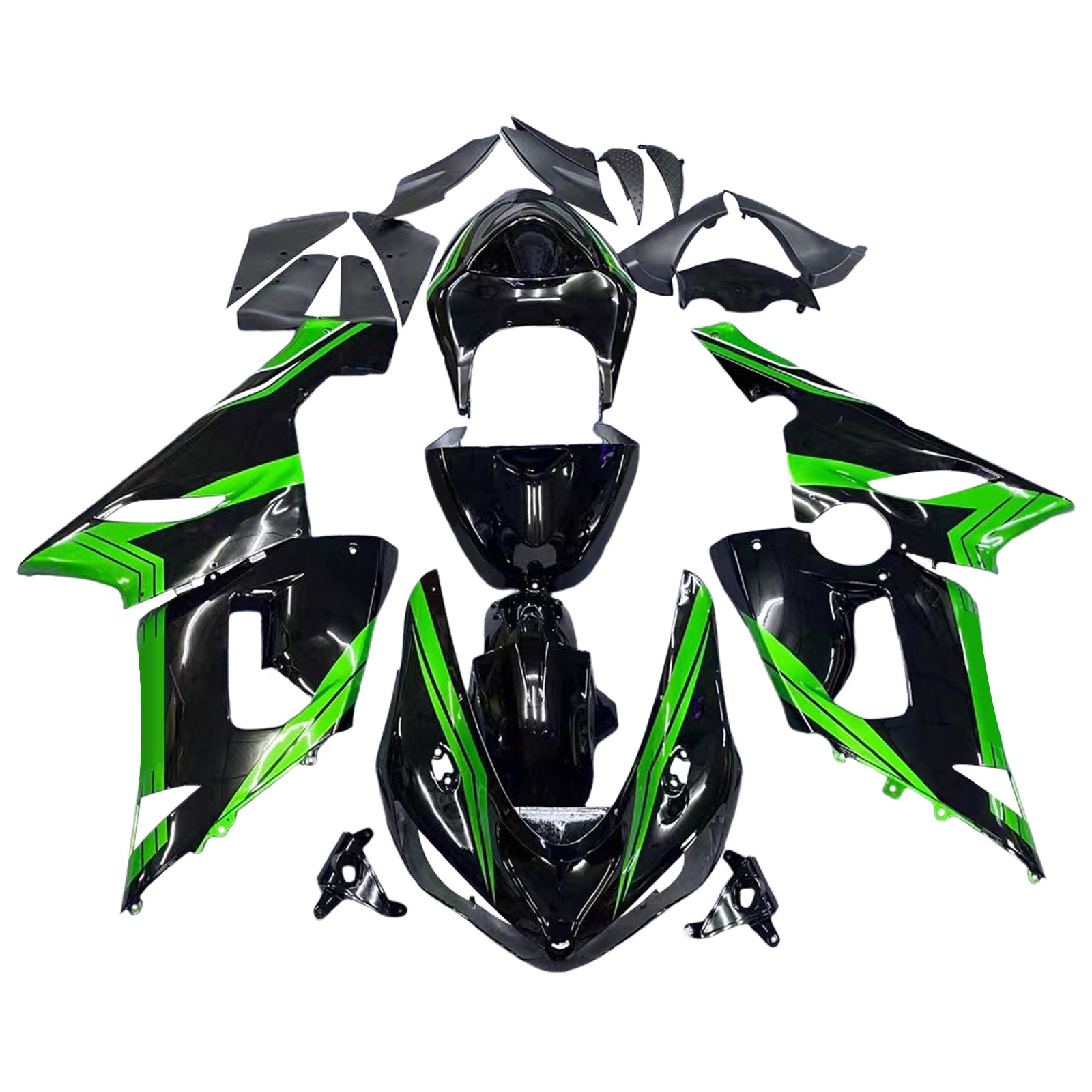 Amotopart 2005-2006 Kawasaki ZX6R 636 Black & Green Style1 Fairing Kit