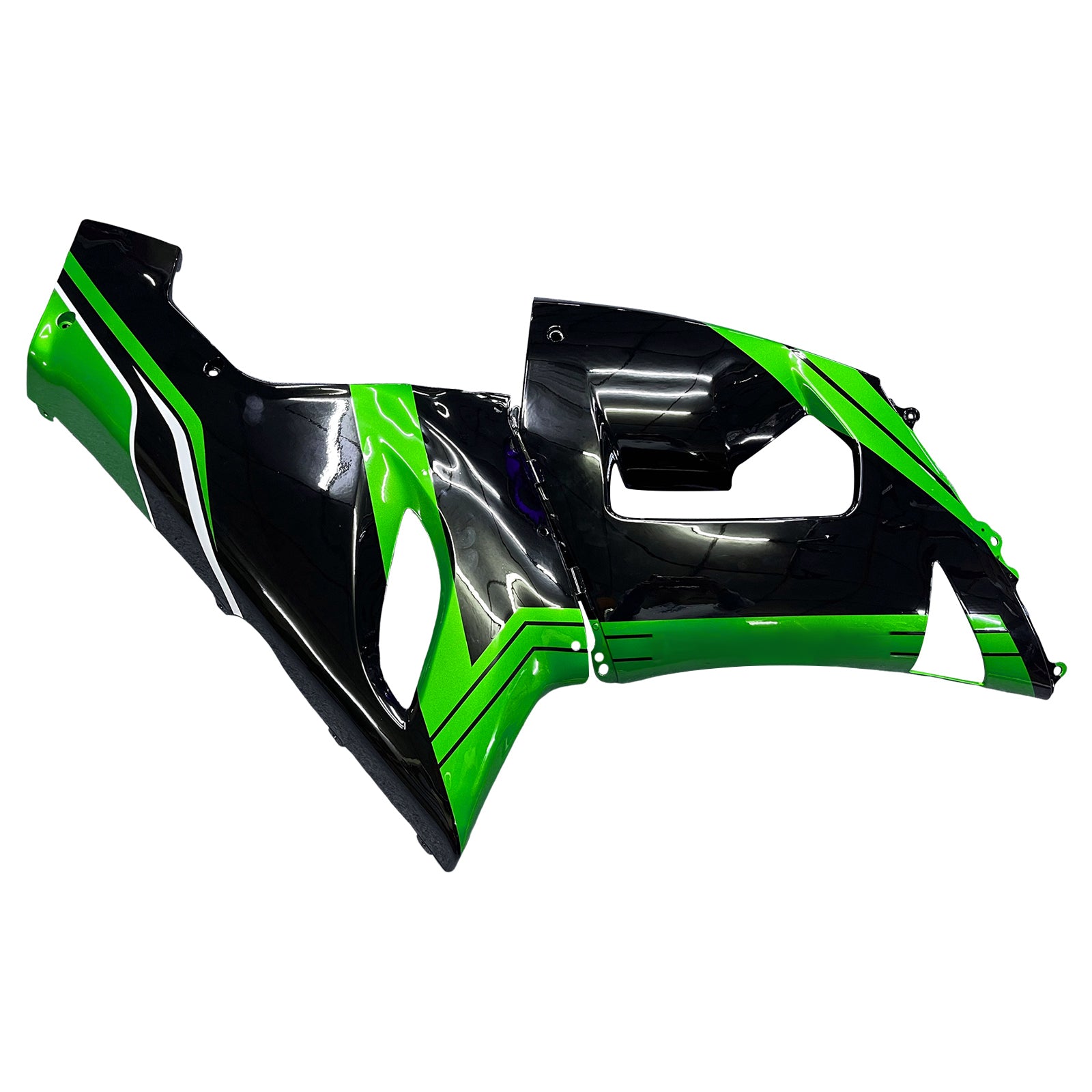 Amotopart 2005-2006 Kawasaki ZX6R 636 Black & Green Style1 Fairing Kit