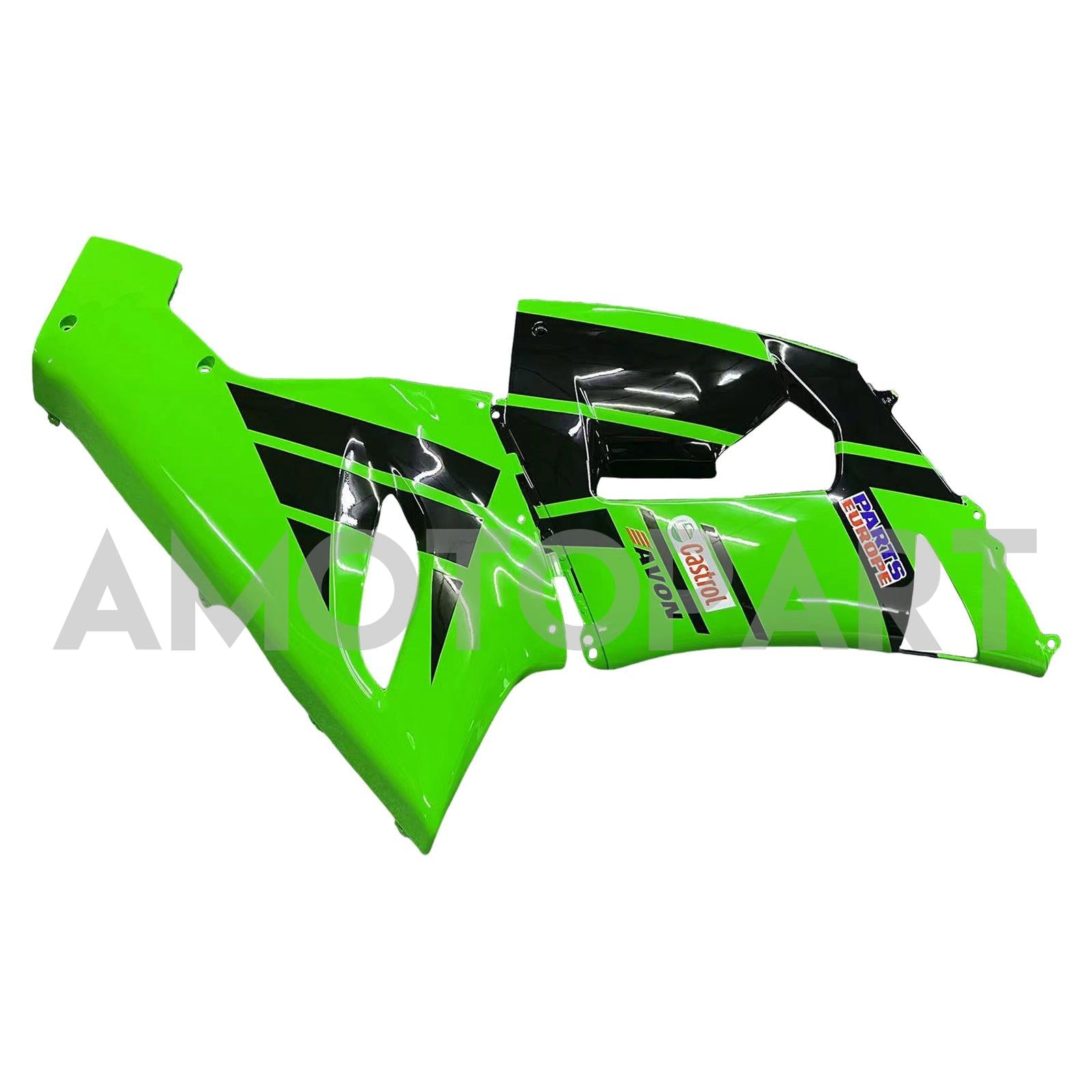 Amotopart 2005-2006 Kawasaki ZX6R 636 Noir&Kit de carénage Green Style2