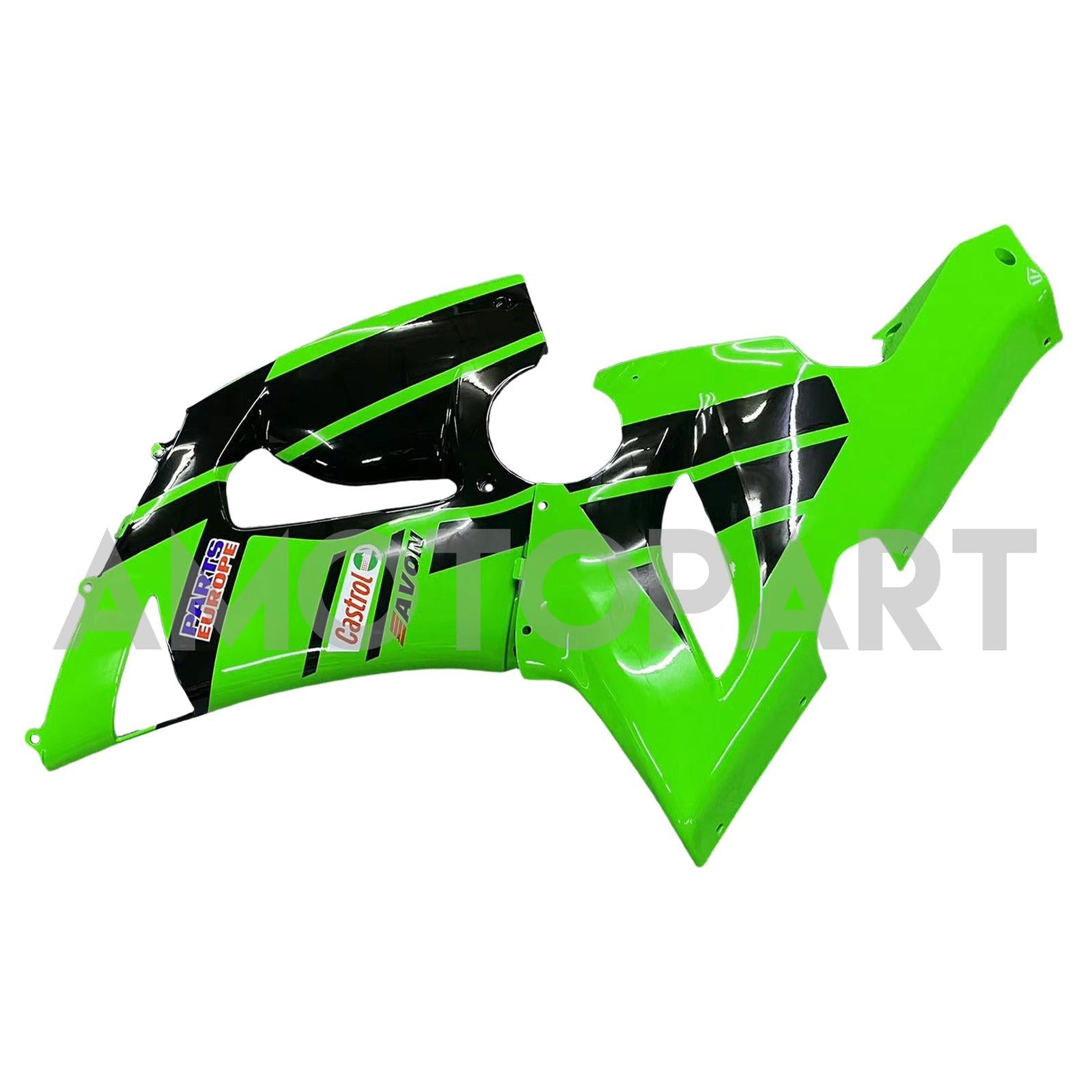 Amotopart 2005-2006 Kawasaki ZX6R 636 Noir&Kit de carénage Green Style2