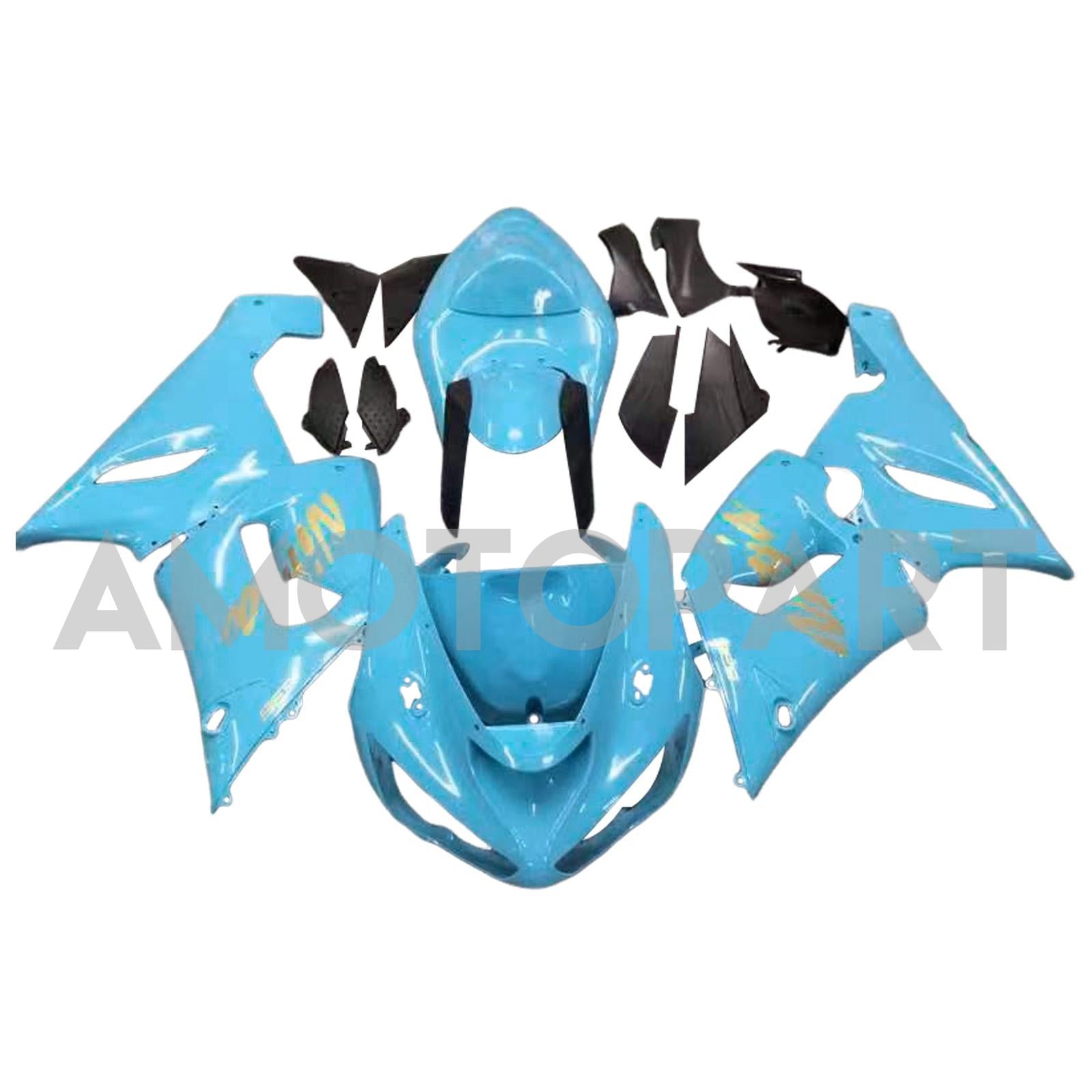 Amotopart 2005-2006 Kawasaki ZX6R 636 Hellblaues Verkleidungskit