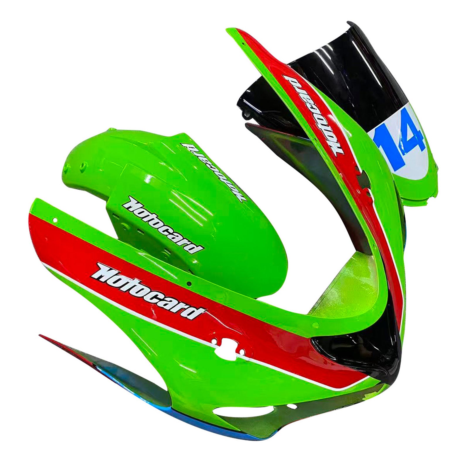 Amotopart 2005-2006 Kawasaki ZX6R 636 Green & Blue Fairing Kit