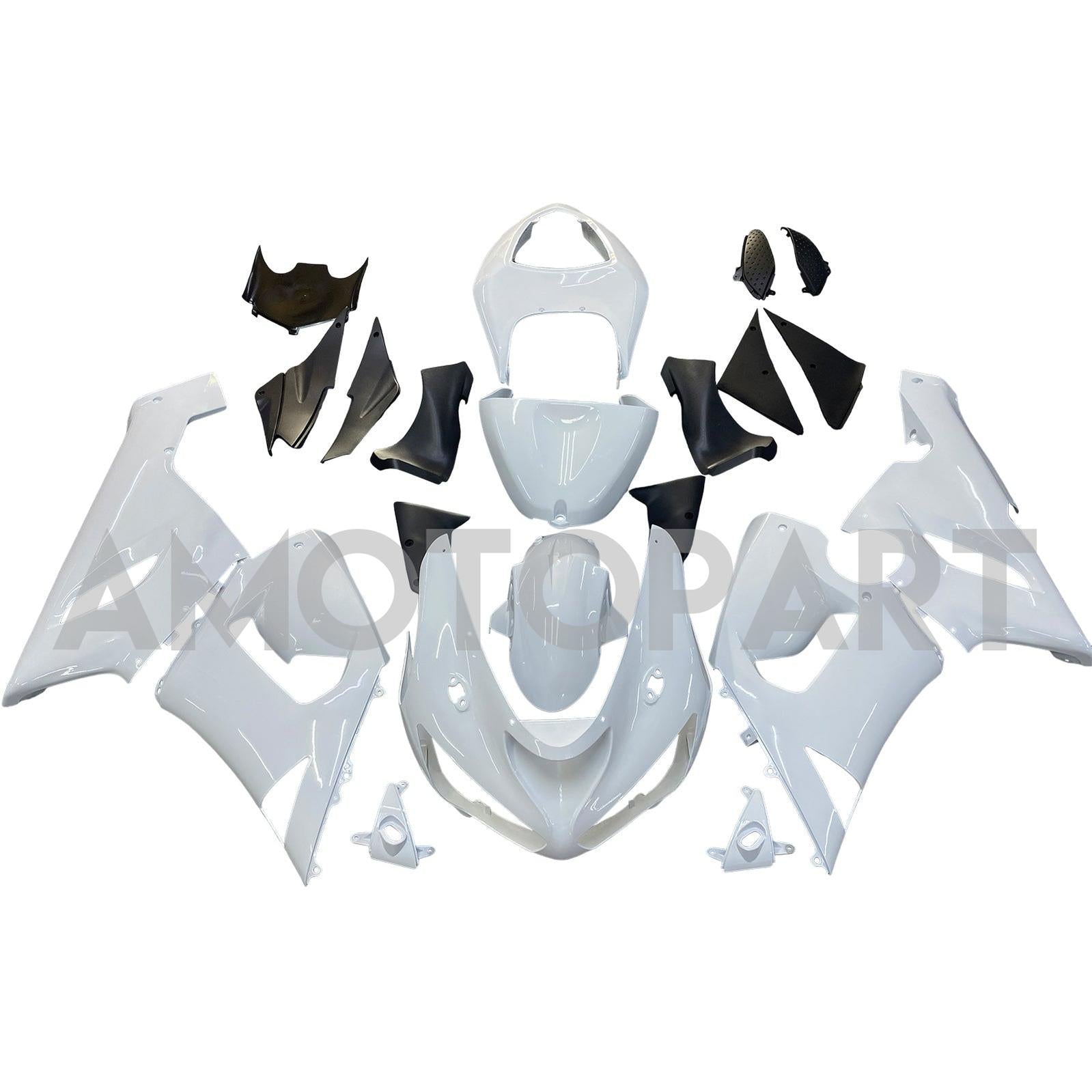Amotopart Kawasaki 2005-2006 ZX6R 636 Kit de carenagem branca