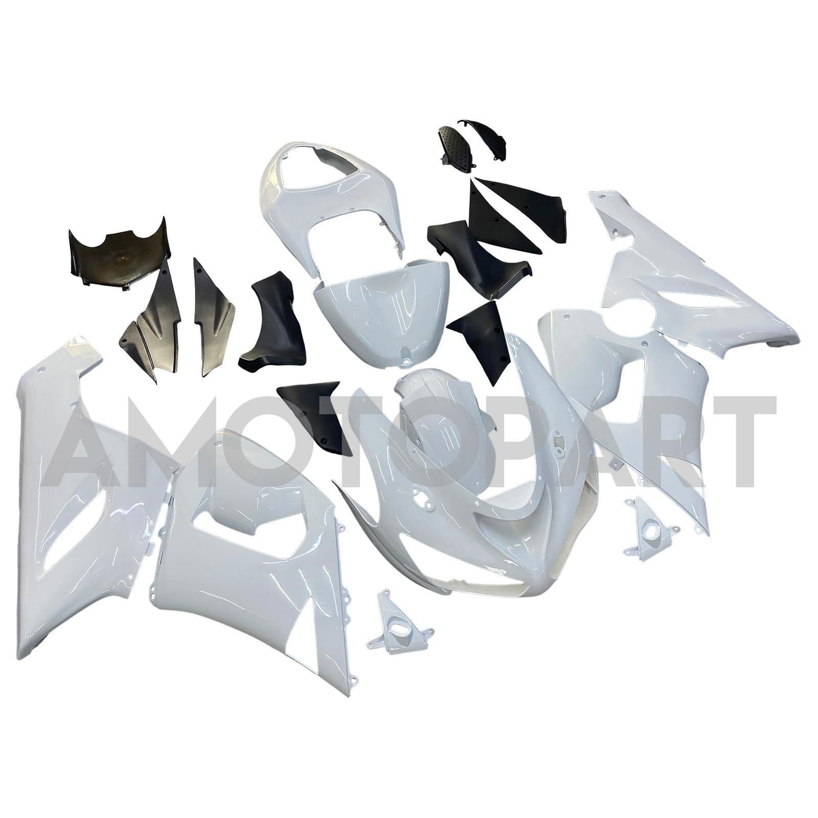 Amotopart Kawasaki 2005-2006 ZX6R 636 Kit de carenagem branca
