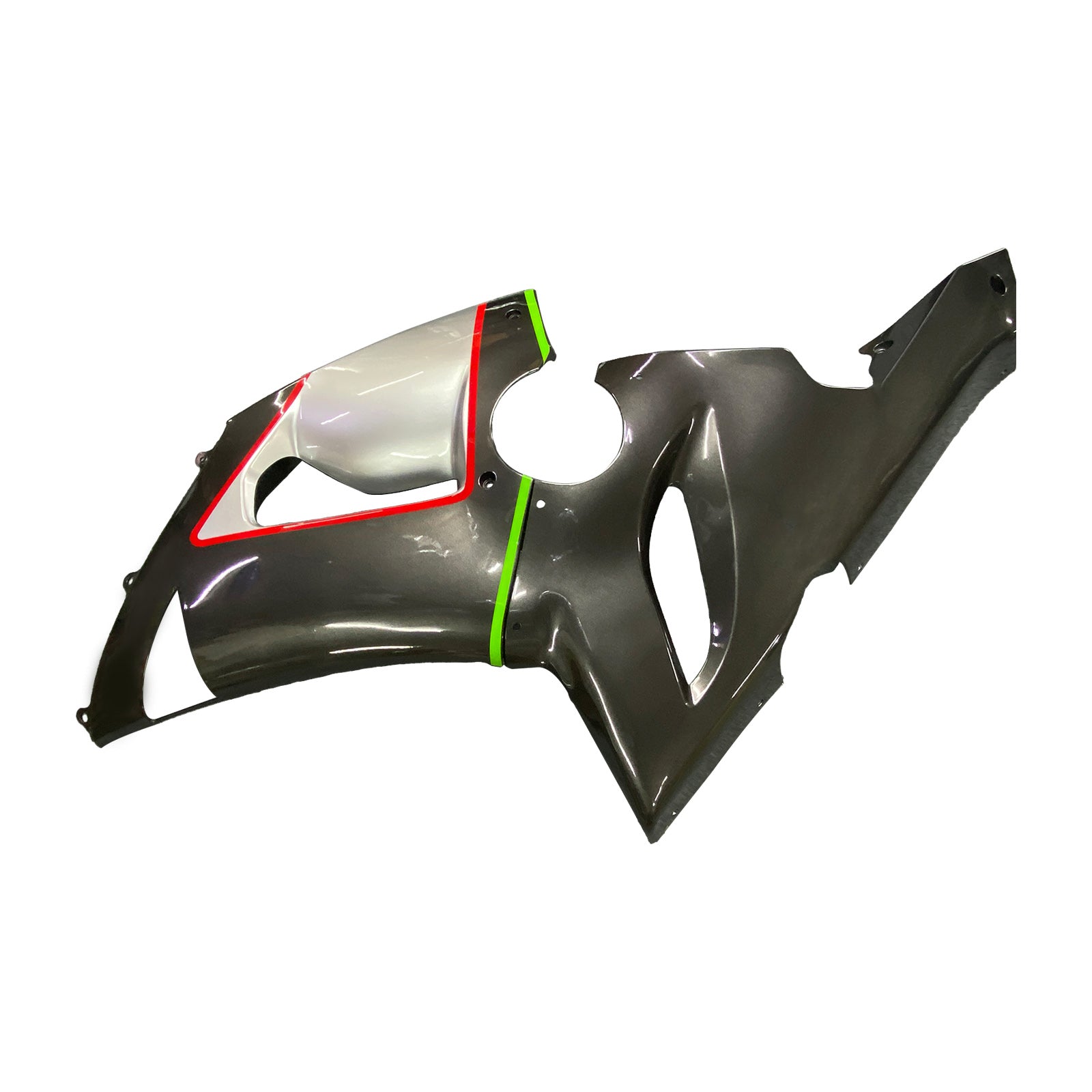 Amotopart Kawasaki 2005-2006 ZX6R 636 Red & Green Line Black Fairing Kit