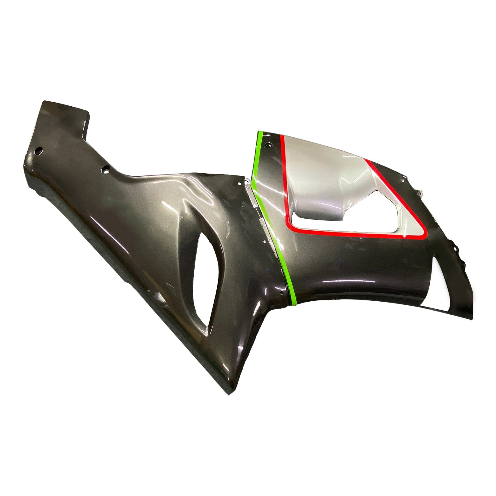 Amotopart Kawasaki 2005-2006 ZX6R 636 Red & Green Line Black Fairing Kit