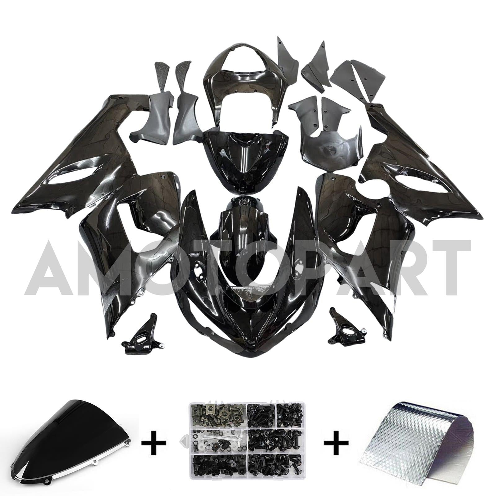 Amotopart Kawasaki 2005-2006 ZX6R 636 Schwarzverkleidungskit