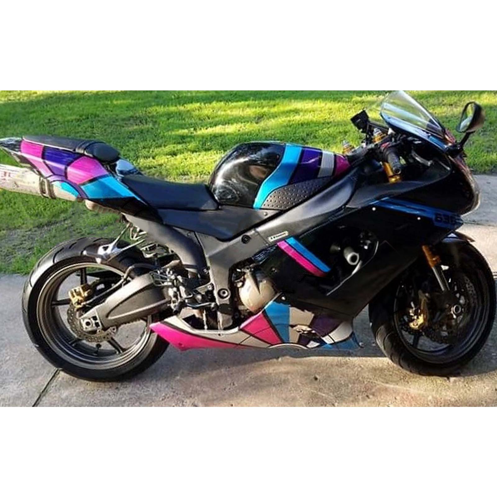 Amotopart Kawasaki 2005-2006 ZX6R 636 Black Pink Playboy Fairing Kit