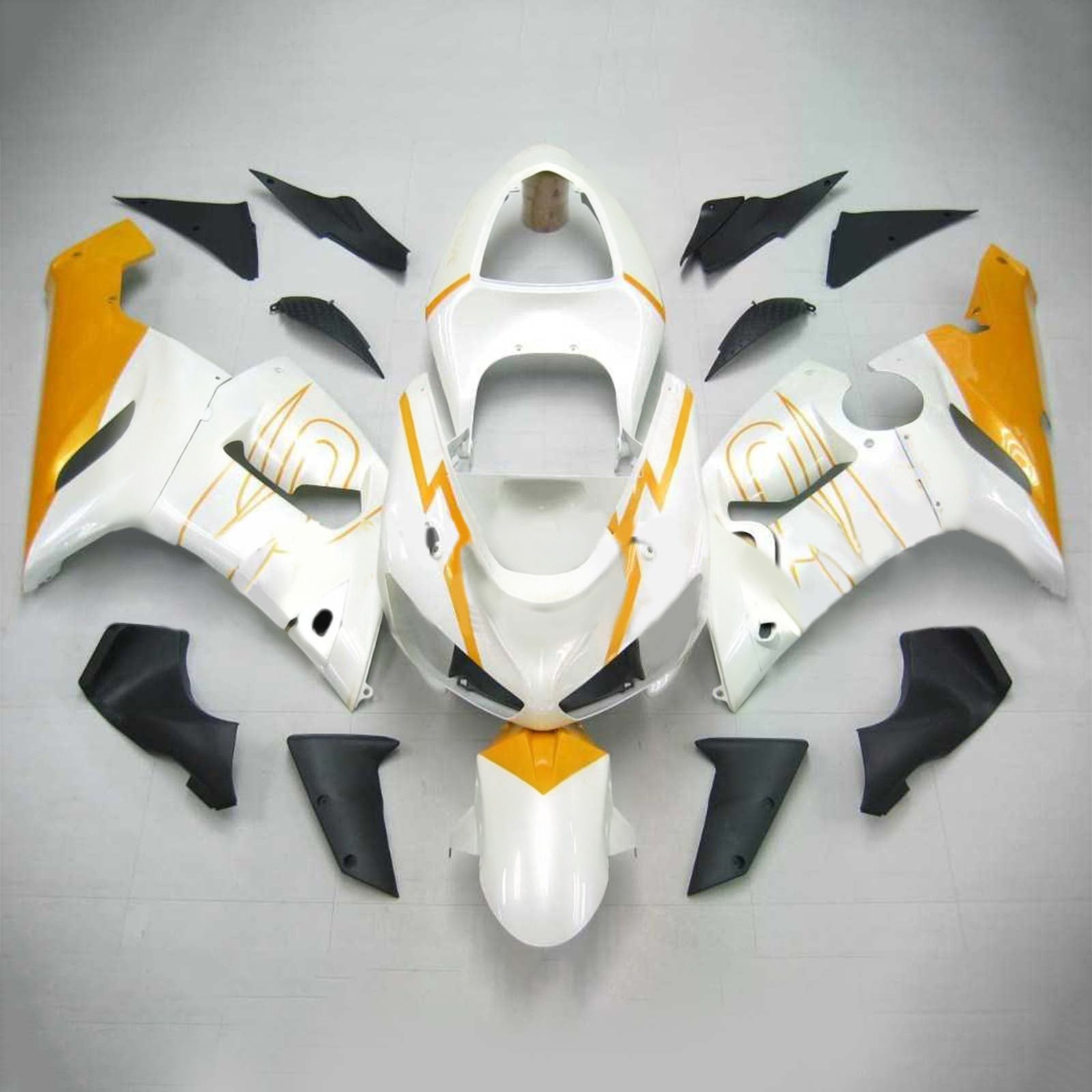 Sada kapotáže Amotopart Kawasaki 2005-2006 ZX6R 636 White Golden Line