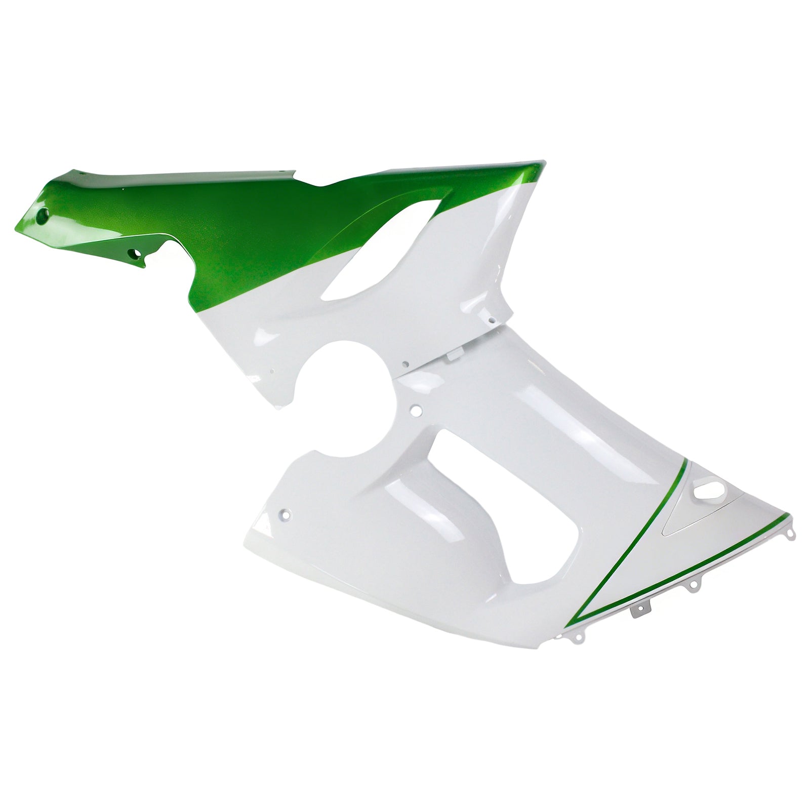 Amotopart Verkleidungsset für Kawasaki 2005–2006 ZX6R 636, Weiß-Mix, Grün