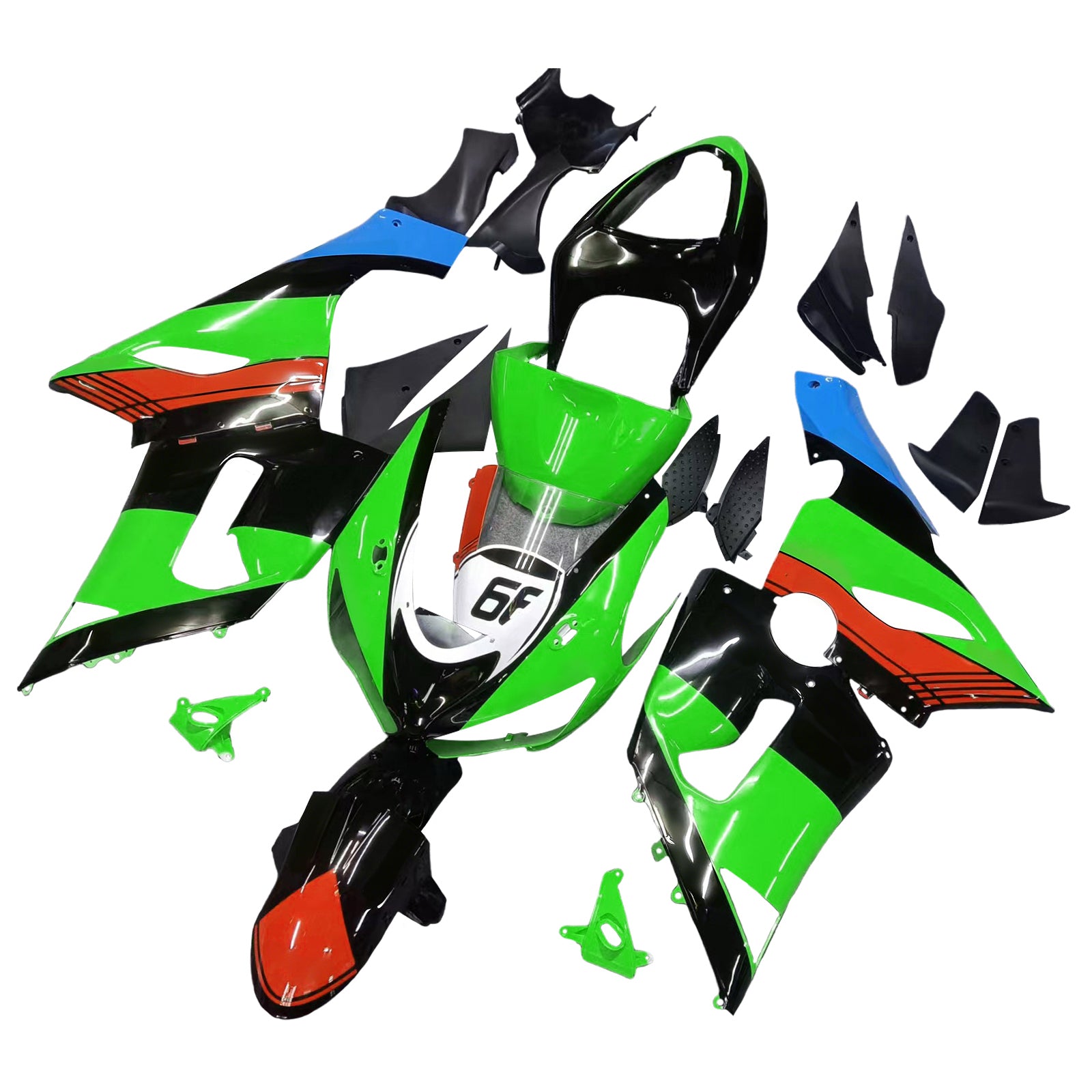 Amotopart Kawasaki 2005-2006 ZX6R 636 Black Colorful Failing Kit