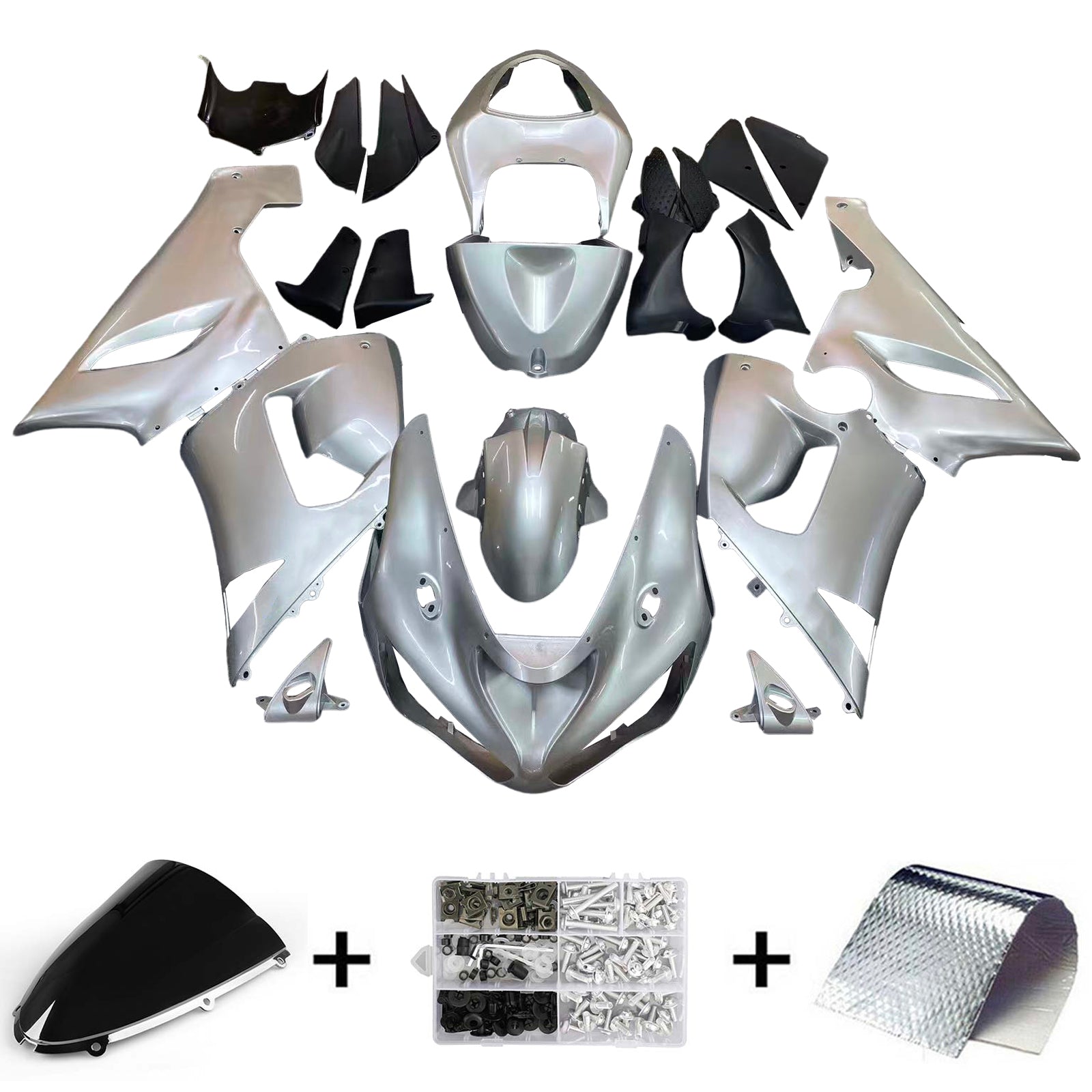 Amotopart Kawasaki 2005-2006 ZX6R 636 シルバー フェアリングキット