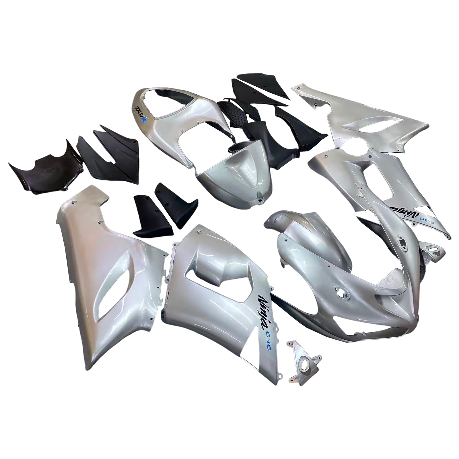 Amotopart Kawasaki 2005-2006 ZX6R 636 Sliver Fairing Zestaw