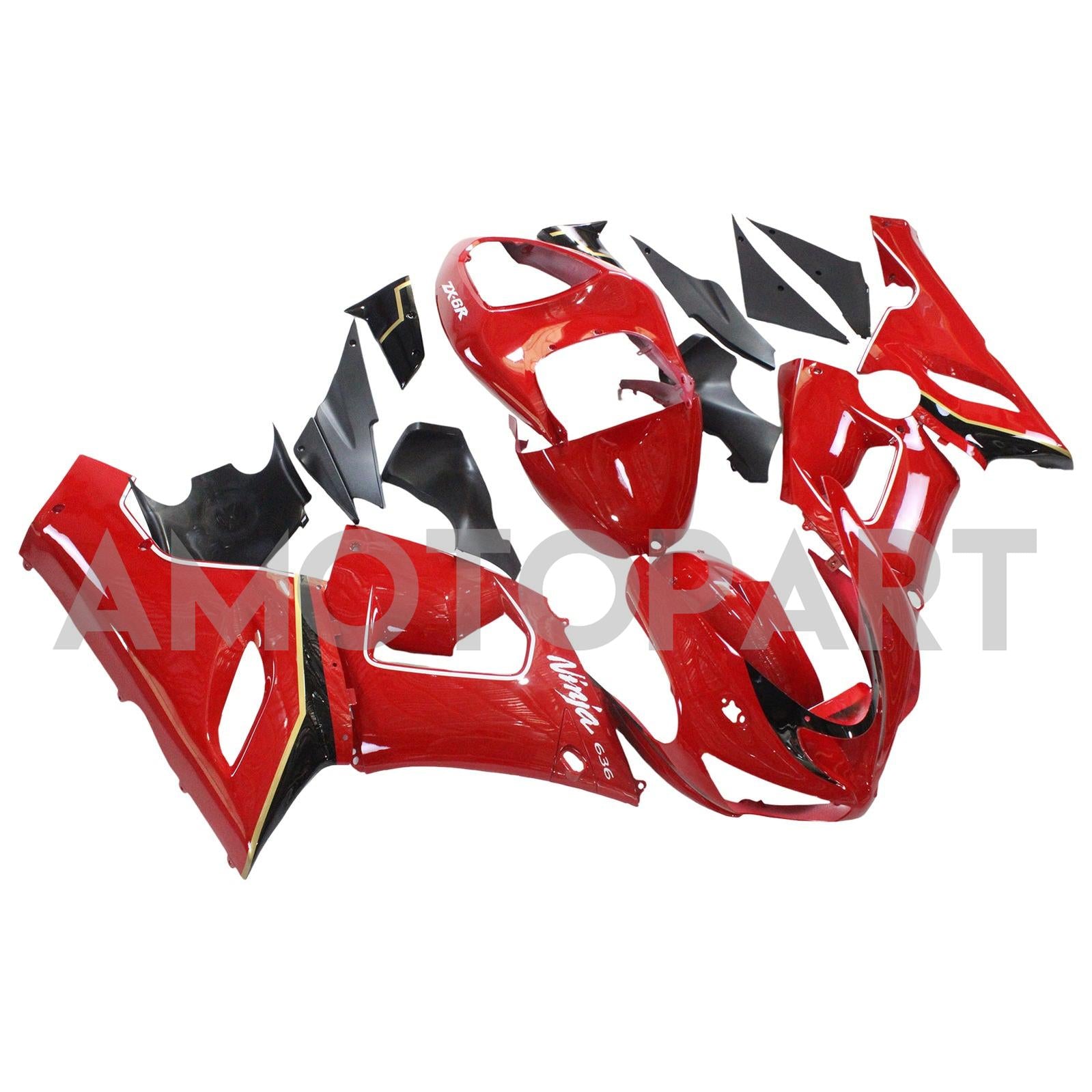 Amotopart Kawasaki 2005-2006 ZX6R 636 Red Fairing Kit