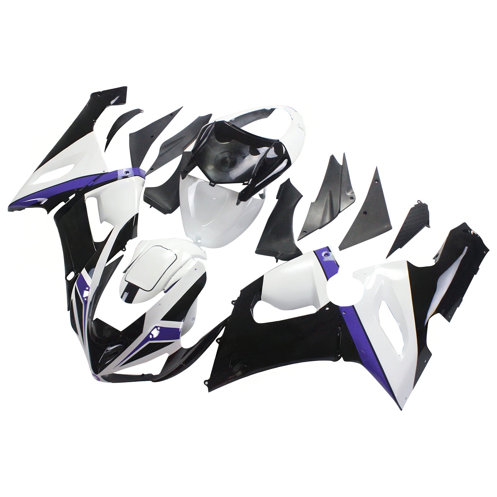 Amotopart Kawasaki 2005-2006 ZX6R 636 Black White Fairing Kit