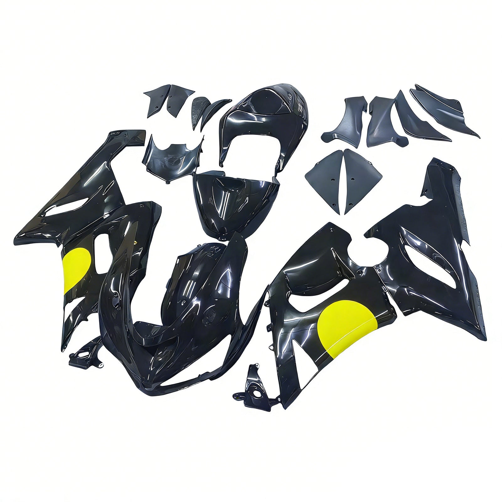 Amotopart 2005-2006 Kawasaki ZX6R 636 Glossy Black Red Yellow Fairing Kit