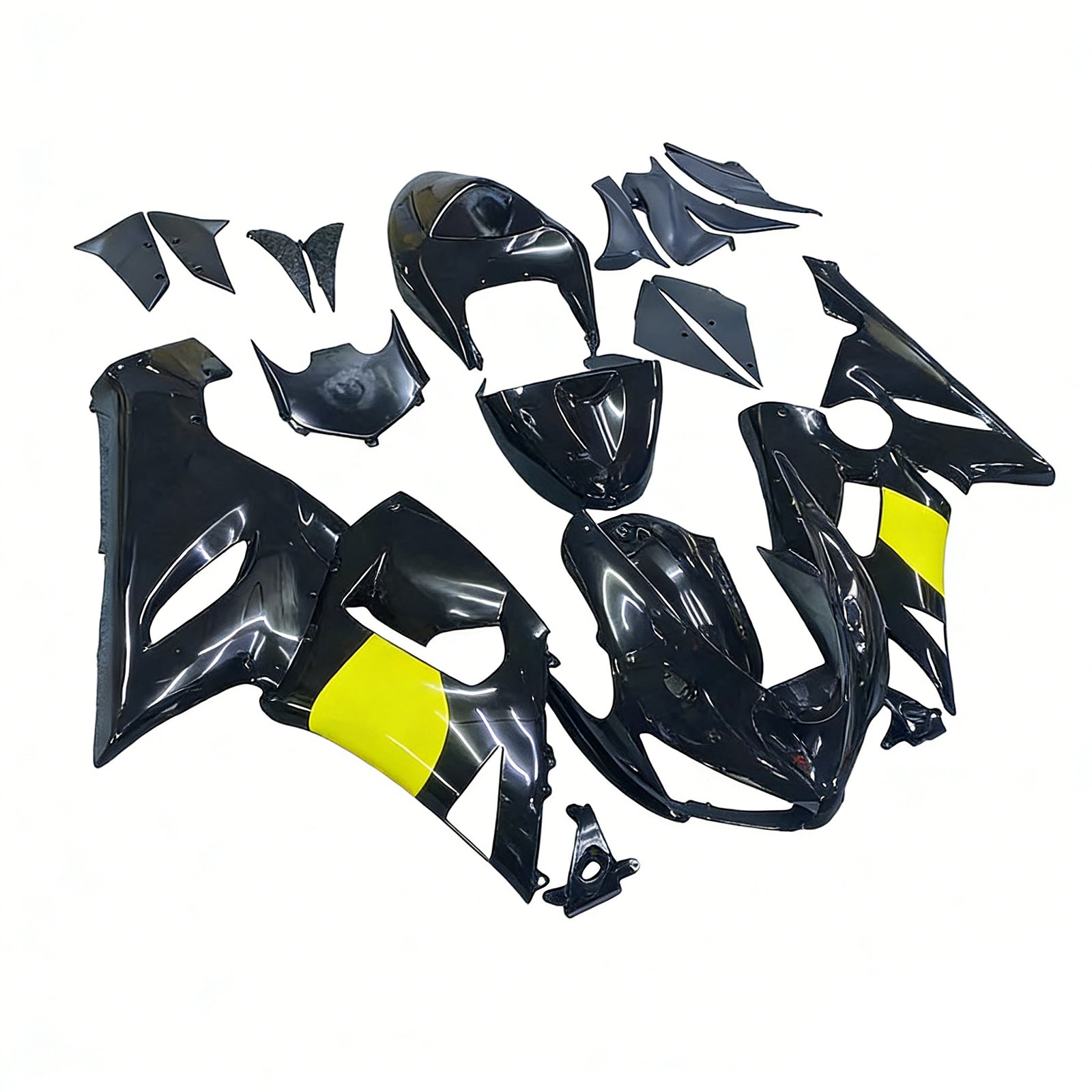 Amotopart 2005-2006 Kawasaki ZX6R 636 Glossy Black Red Yellow Fairing Kit