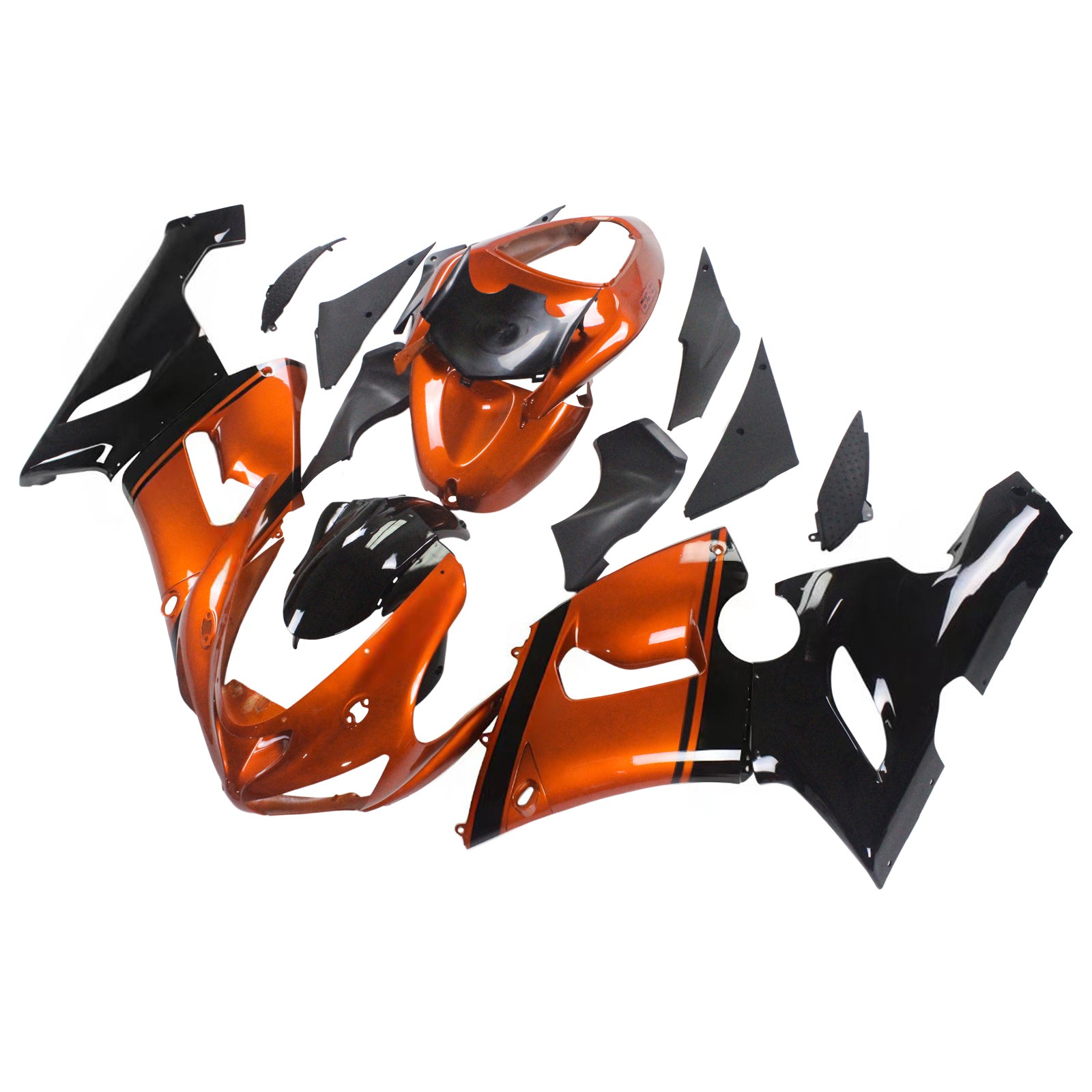 Amotopart Kawasaki 2005-2006 ZX6R 636 Black Orange Mix Fairing Kit