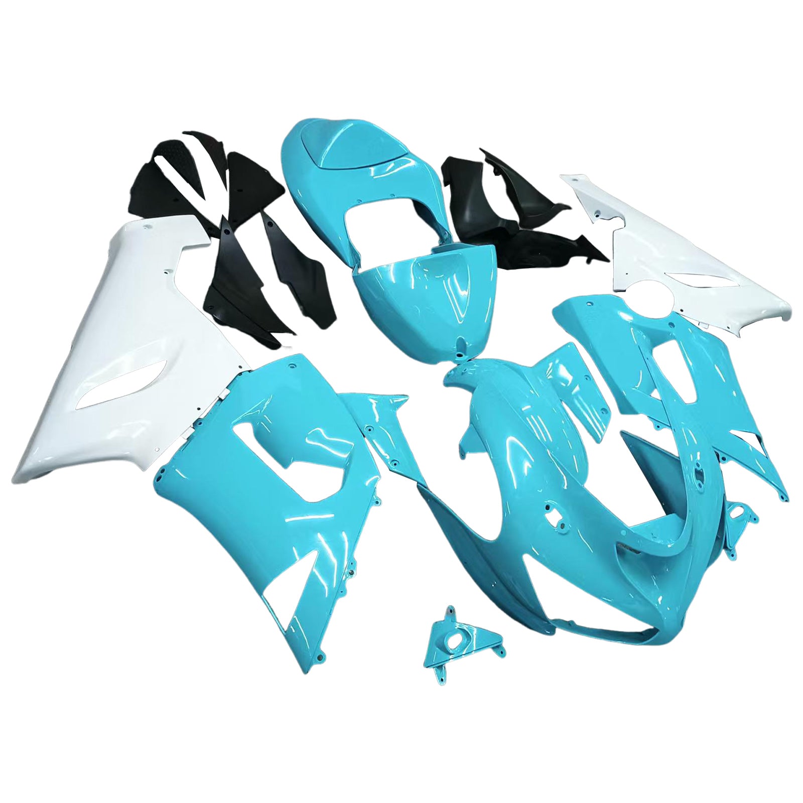 Amotopart 2005-2006 Kawasaki ZX6R 636 Light Blue White Fairing Kit