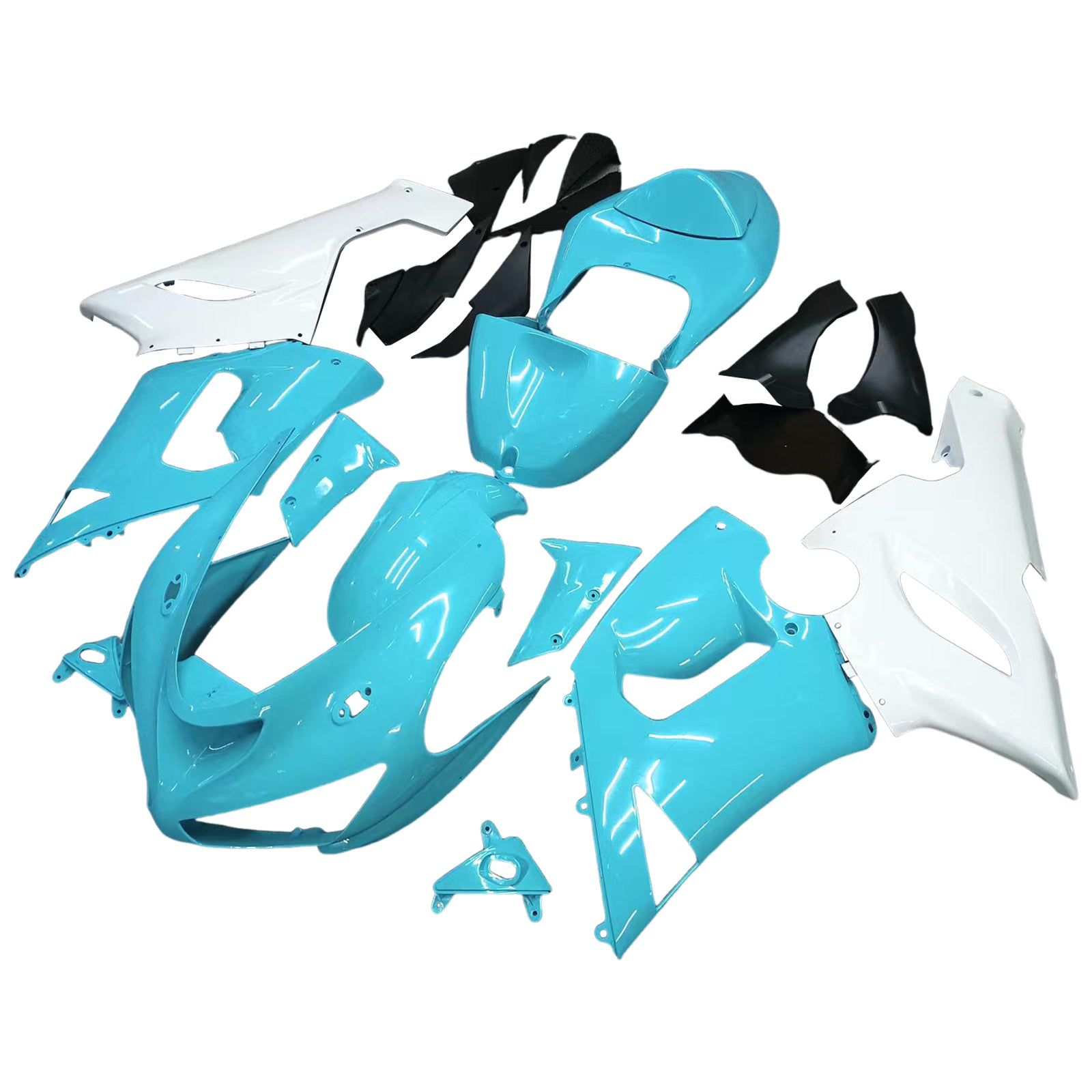 Amotopart 2005-2006 Kawasaki ZX6R 636 Light Blue White Fairing Kit
