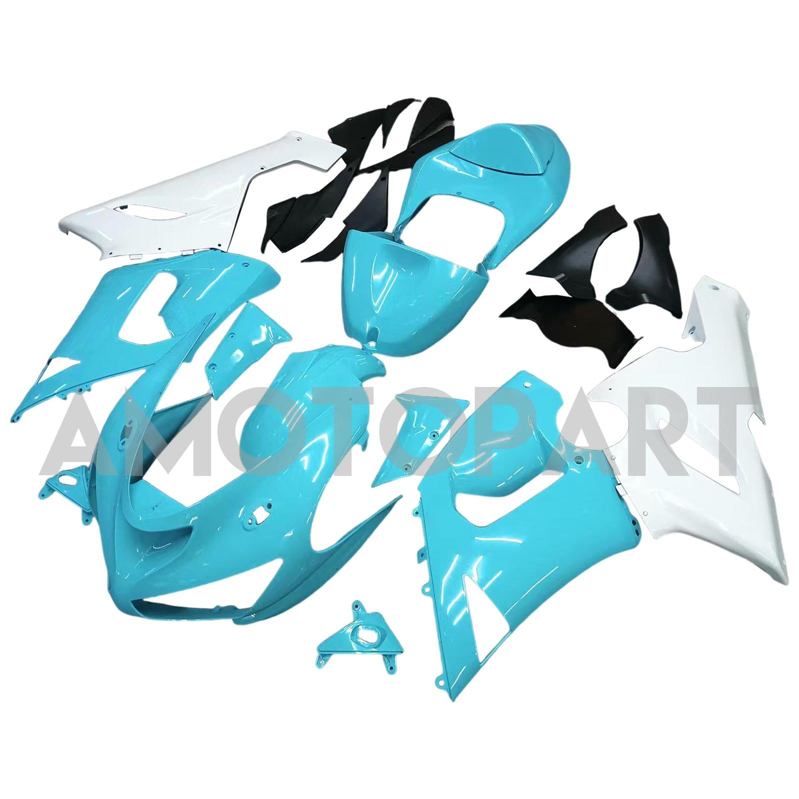 Amotopart 2005–2006 Kawasaki ZX6R 636 Hellblau-weißes Verkleidungsset