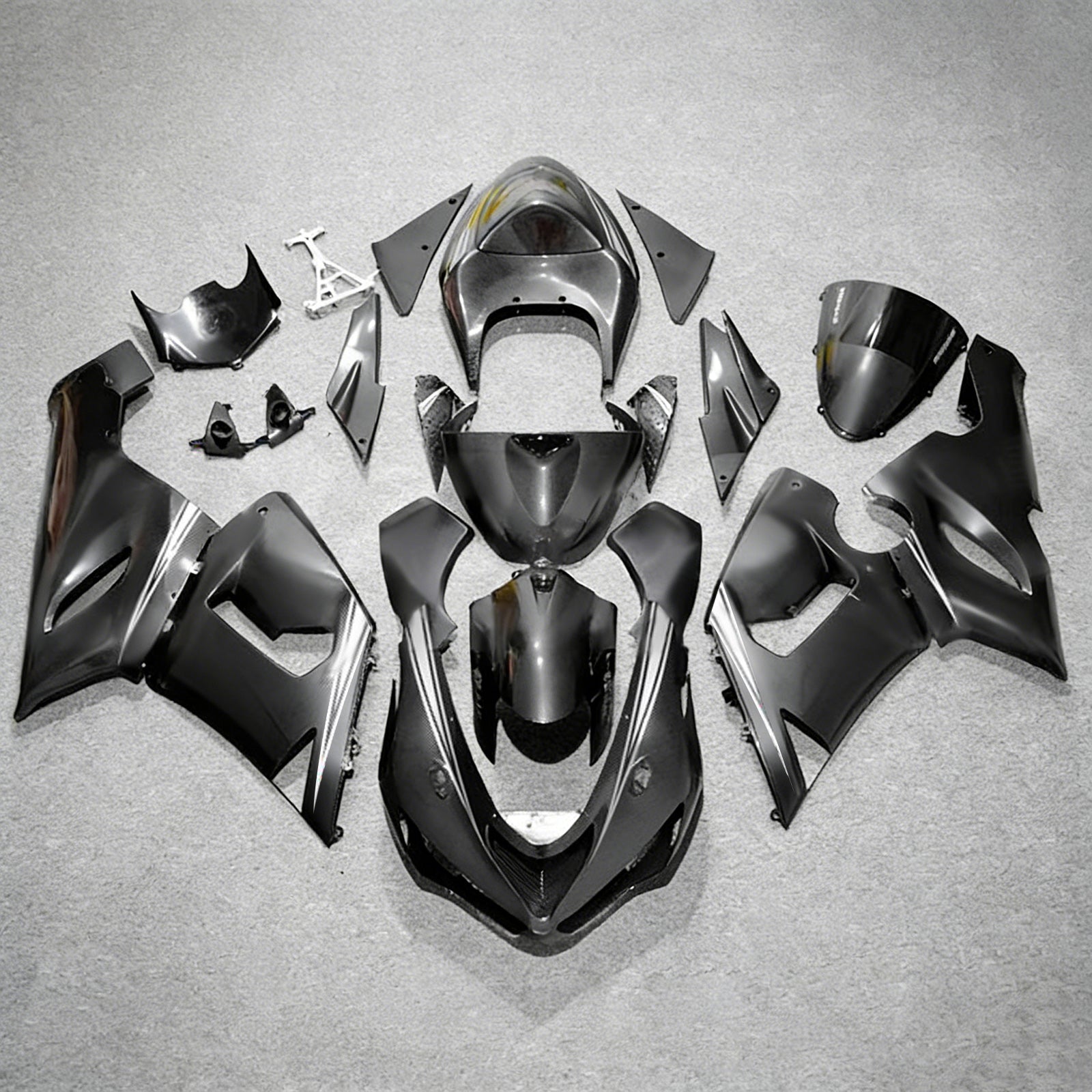Amotopart 2005–2006 Kawasaki ZX6R 636 Verkleidungsset mit schwarzem Kohlefasermuster