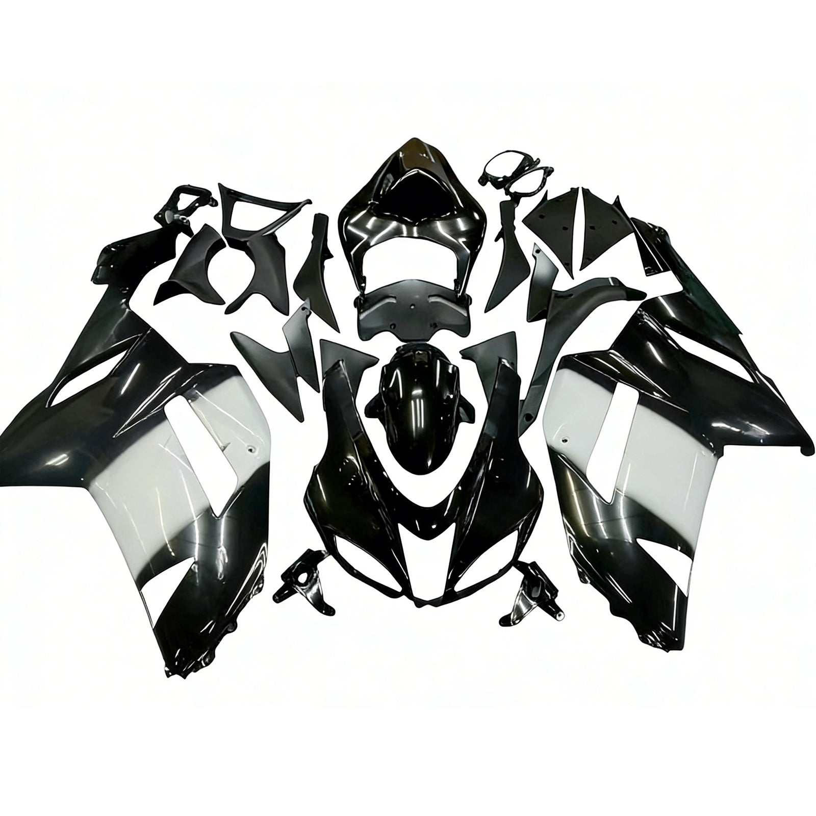 Amotopart 2007-2008 Kawasaki ZX6R 636 Black White Fairing Kit