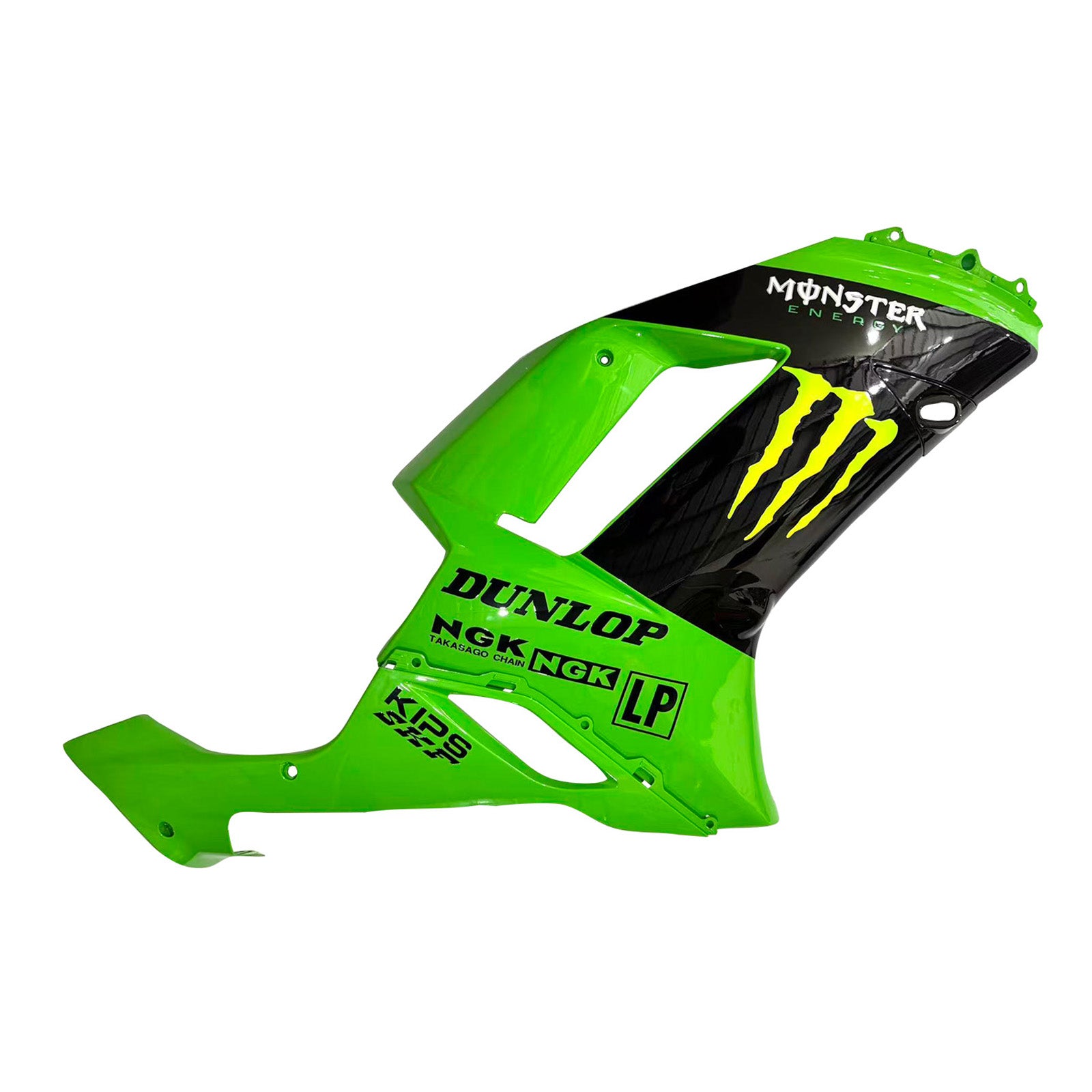 Amotopart 2007-2008 Kawasaki ZX6R 636 Black&Green Monster Fairing Kit
