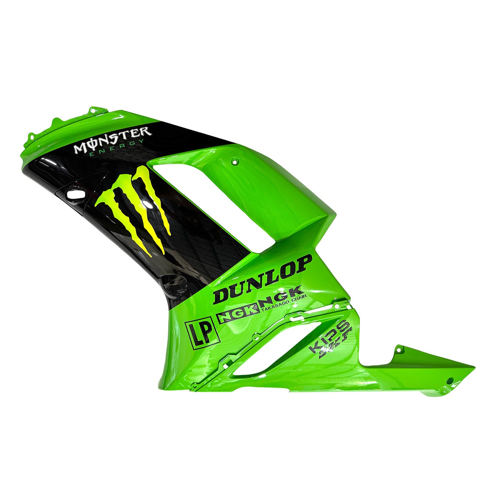 Amotopart 2007-2008 Kawasaki ZX6R 636 Black&Green Monster Fairing Kit