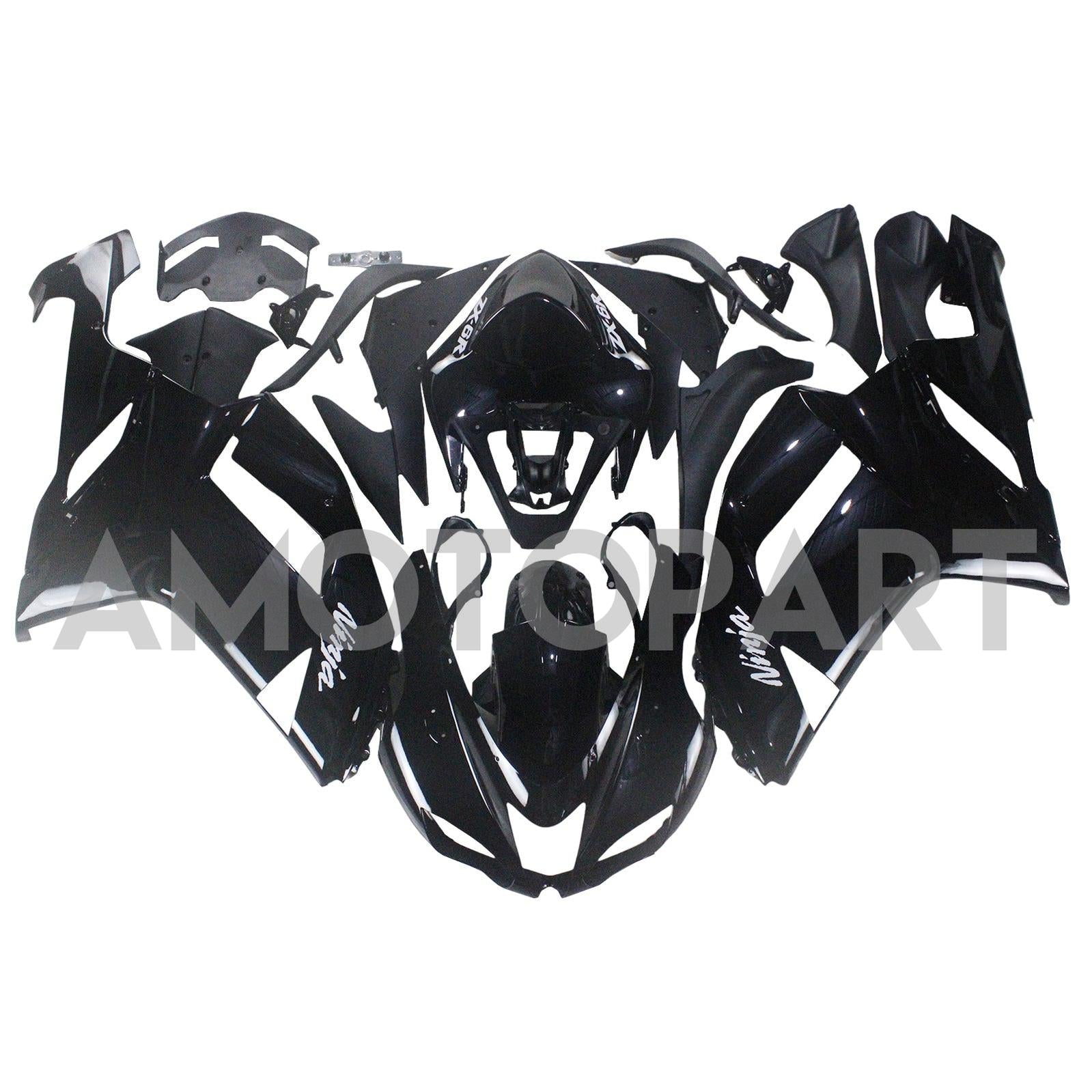 Amotopart 2007-2008 Kawasaki ZX6R 636 Black Fairing Kit