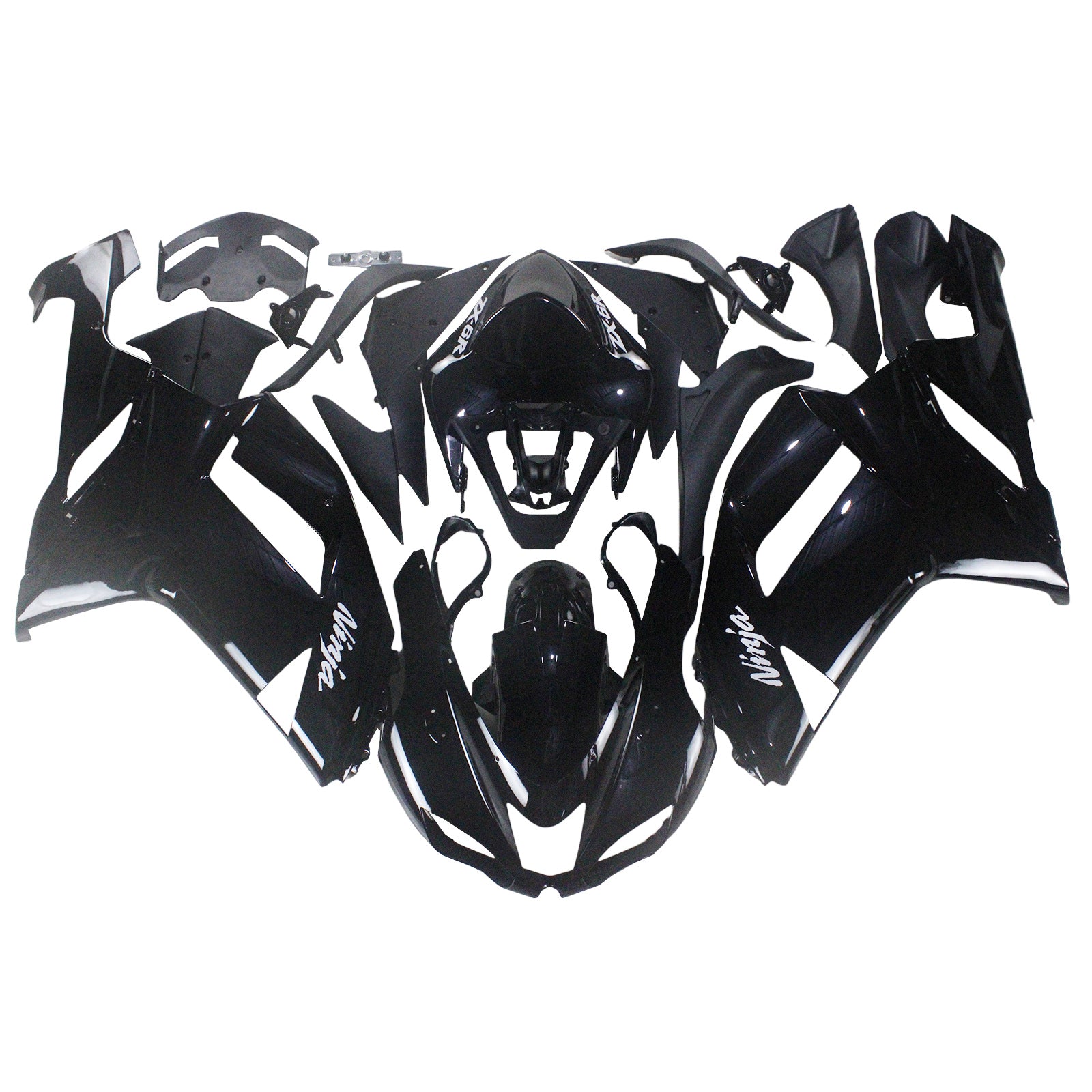 Amotopart 2007–2008 Kawasaki ZX6R 636 schwarzes Verkleidungsset