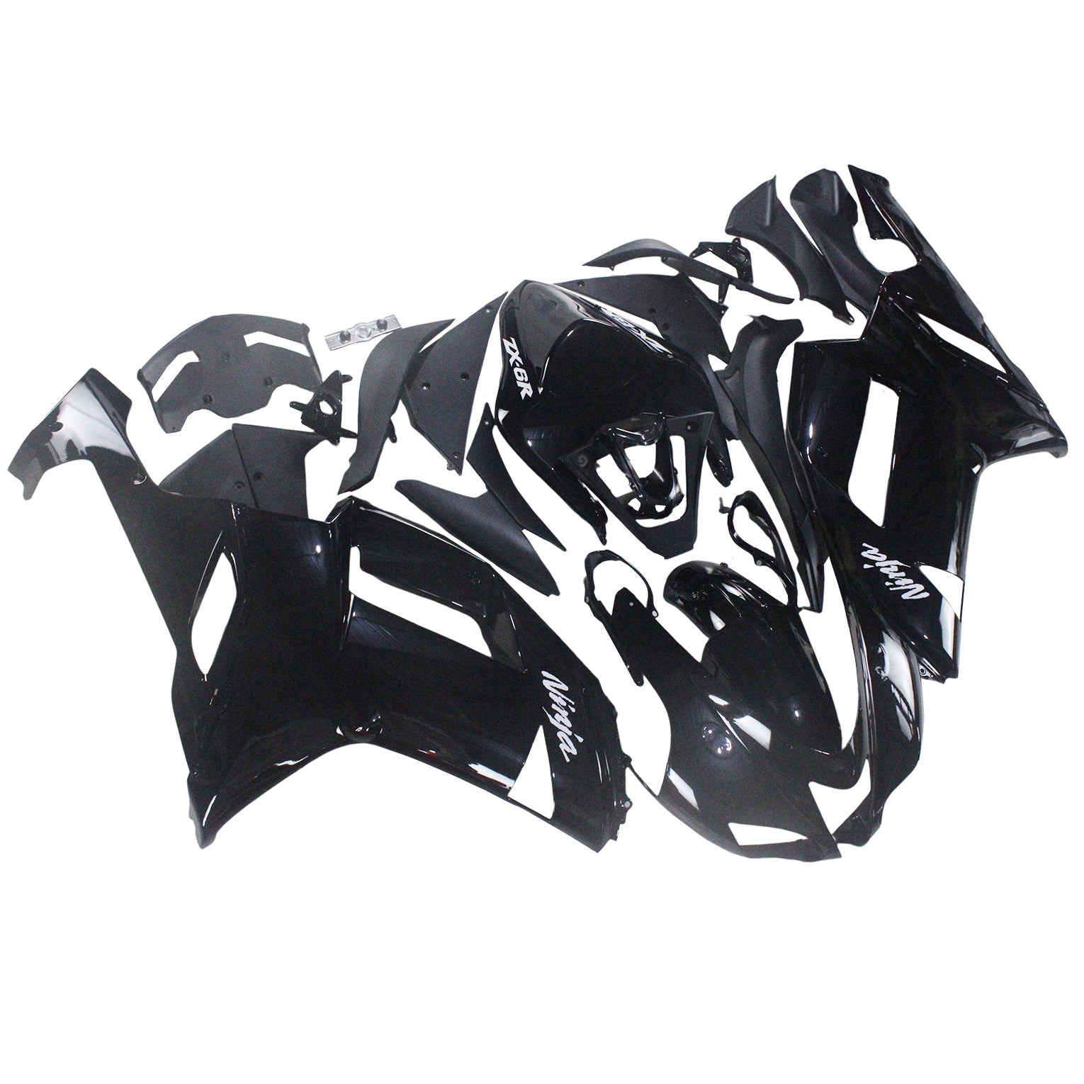 Amotopart 2007–2008 Kawasaki ZX6R 636 schwarzes Verkleidungsset