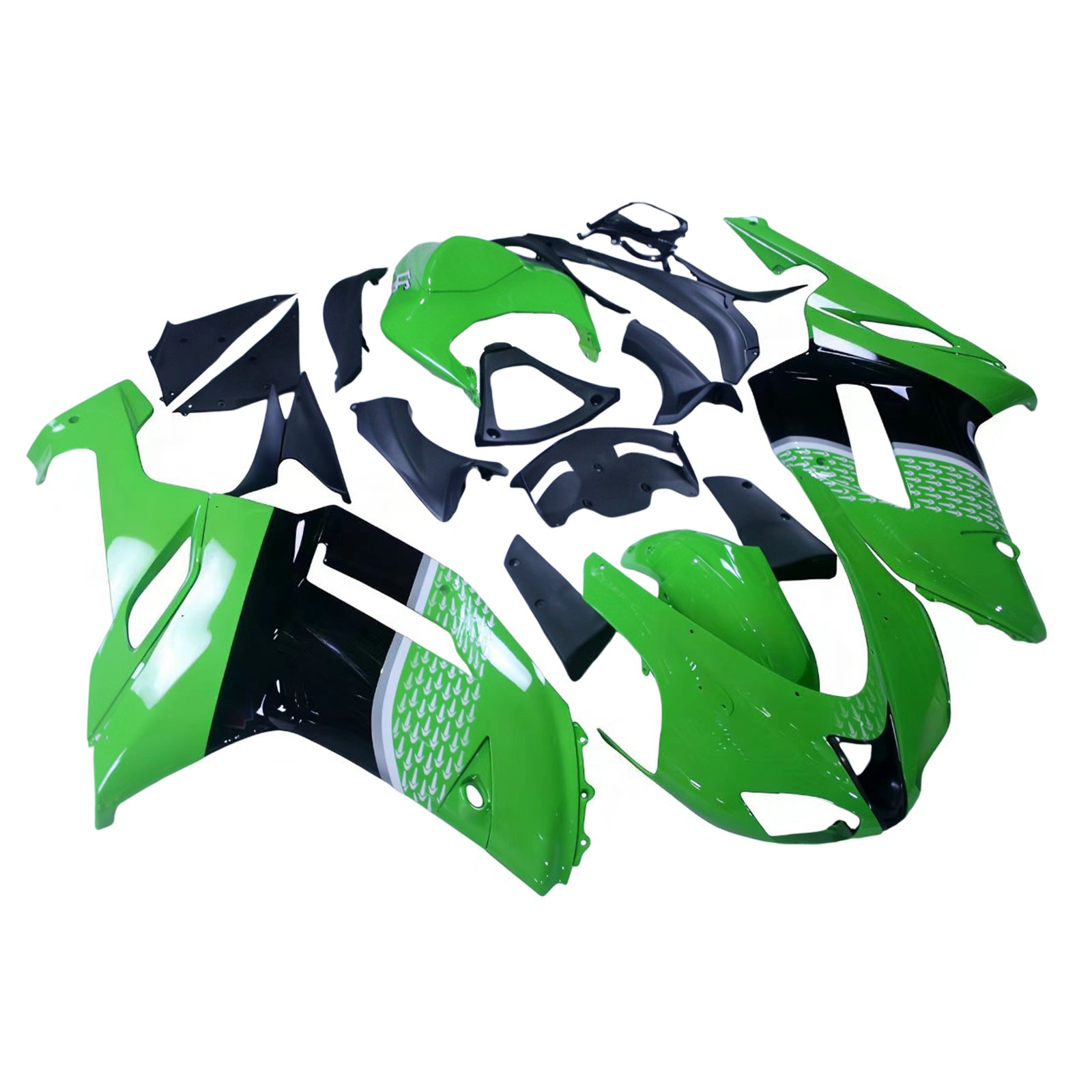 Amotopart 2007-2008 Kawasaki ZX6R 636 Green Black Fairing Kit