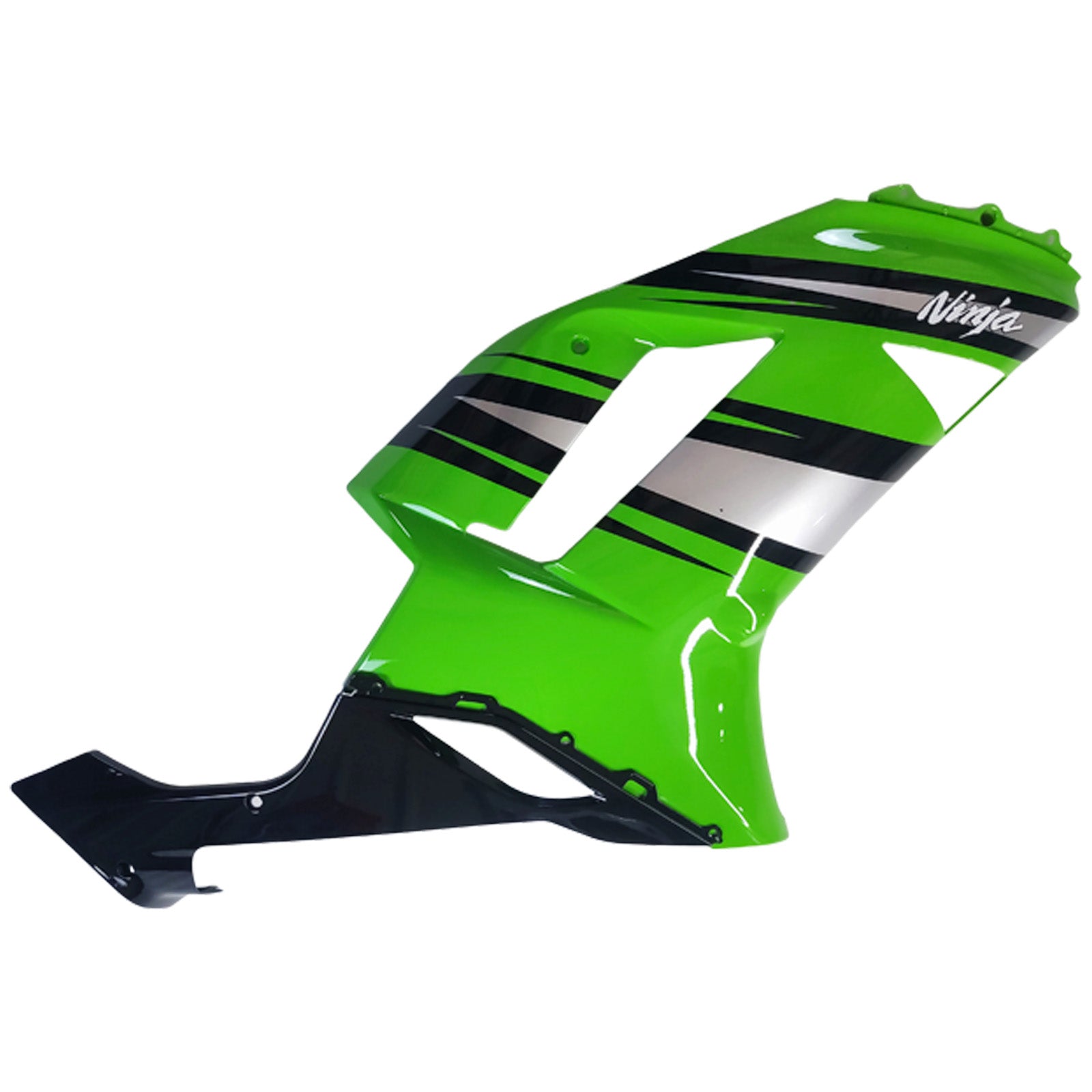 Amotopart 2007–2008 Kawasaki ZX6R 636 glänzendes Silber-Grün-Schwarz-Verkleidungsset