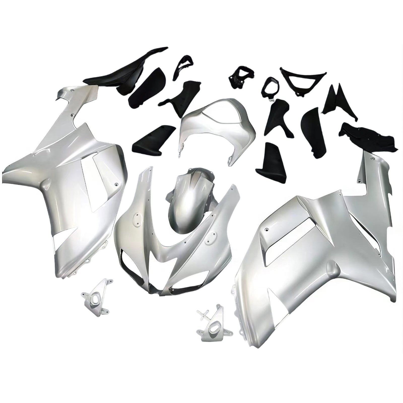 Amotopart Kawasaki ZX6R 636 2007-2008 Silver&Grey Fairing Kit