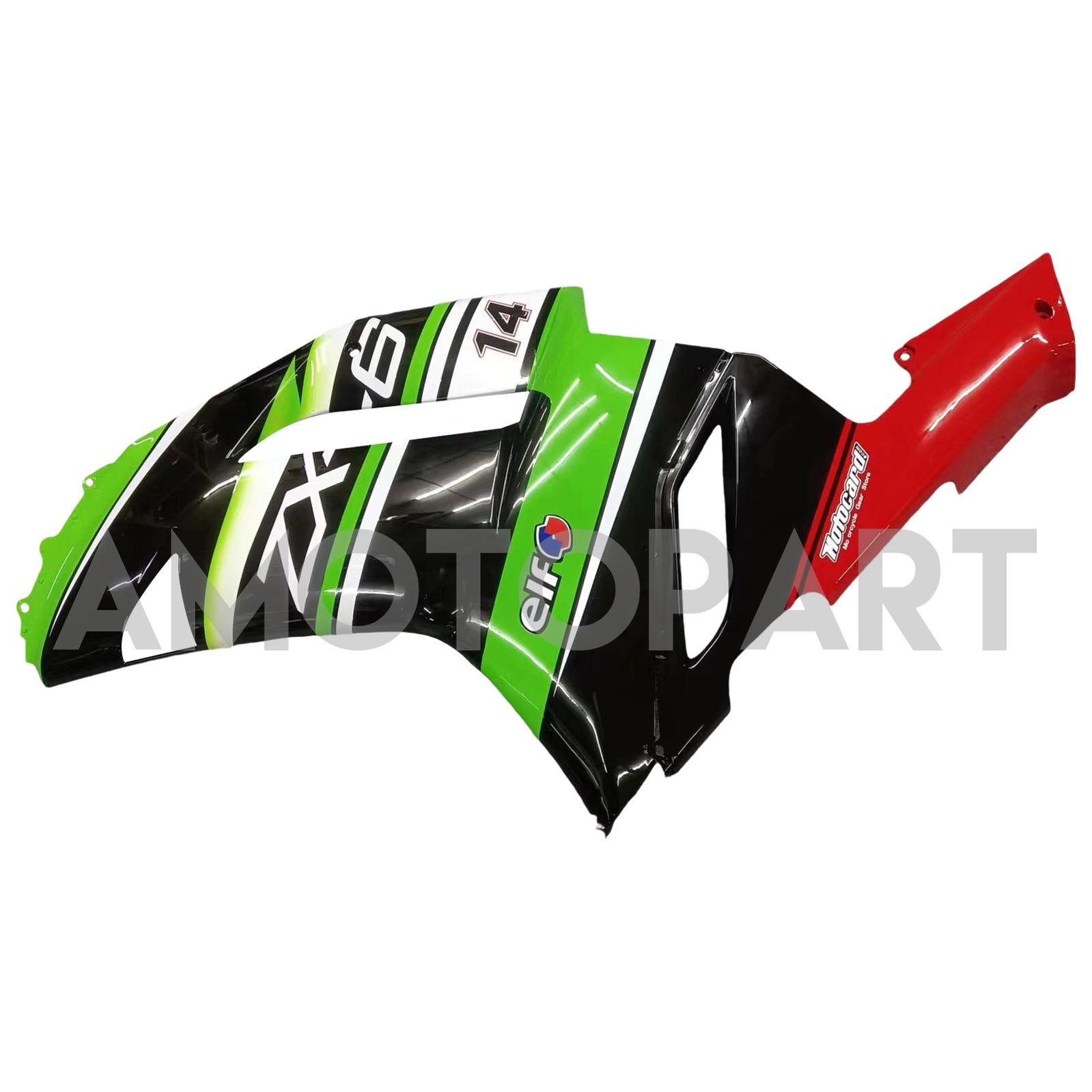 Amotopart Kawasaki ZX6R 636 2007-2008 Black&Green Fairing Kit