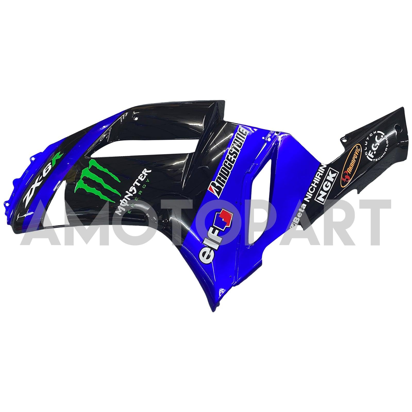 Amotopart 2007-2008 Kawasaki ZX6R 636 Kit carena nero e blu