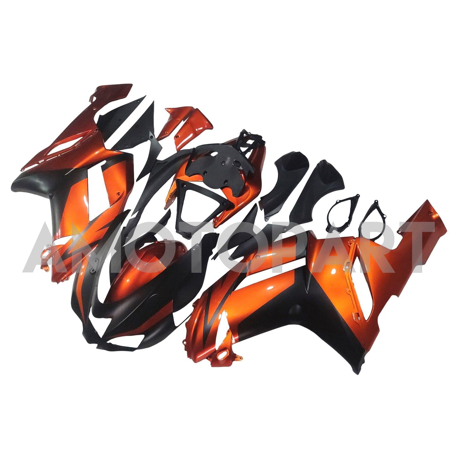 Amotopart 2007-2008 Kawasaki ZX6R 636 Black & Orange Fairing Kit